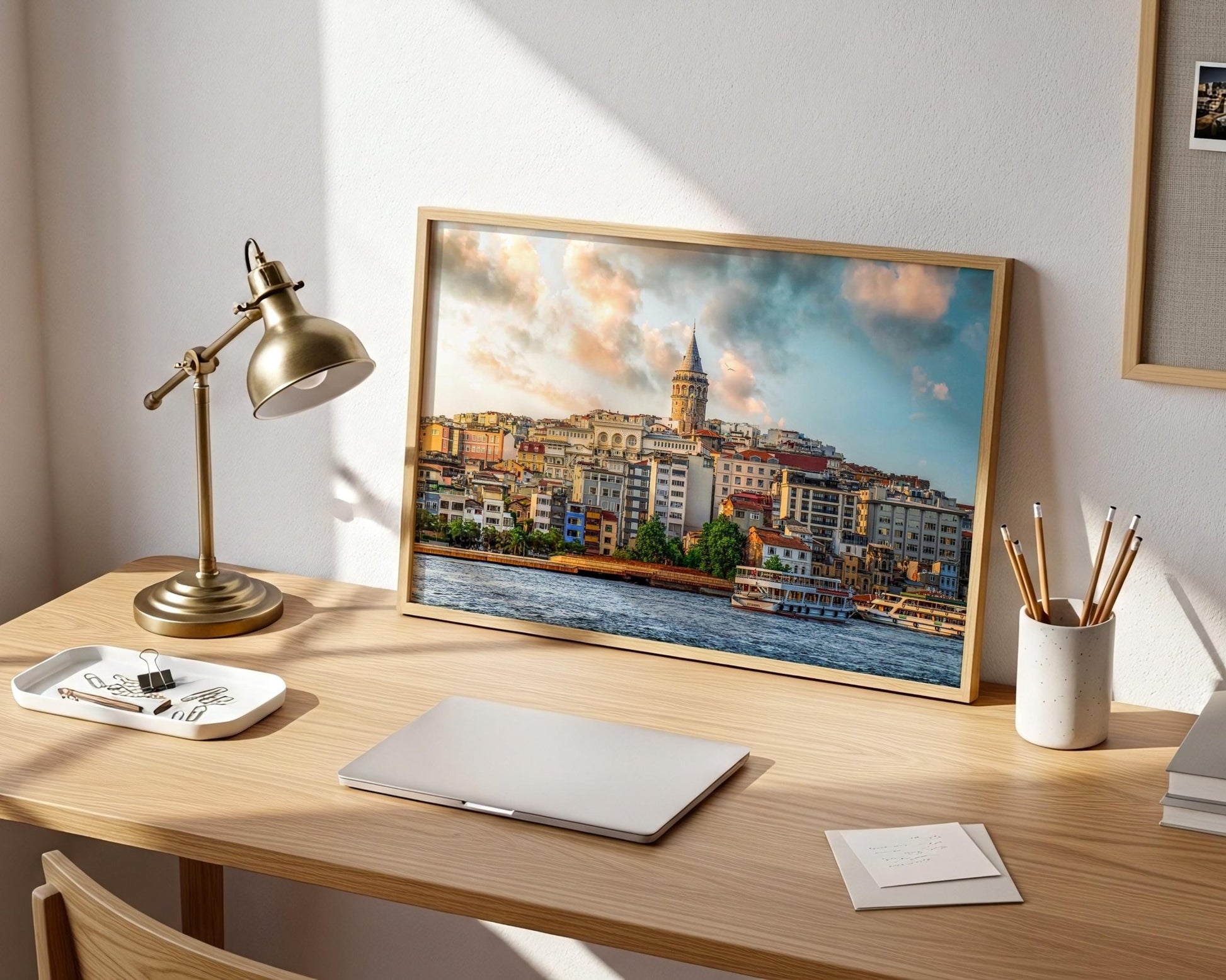 Istanbul Turkey Galata Tower Print, Golden Horn Sunset Photo, Ferry Wall Art, Home Decor - Hasan Akbas Fine Art