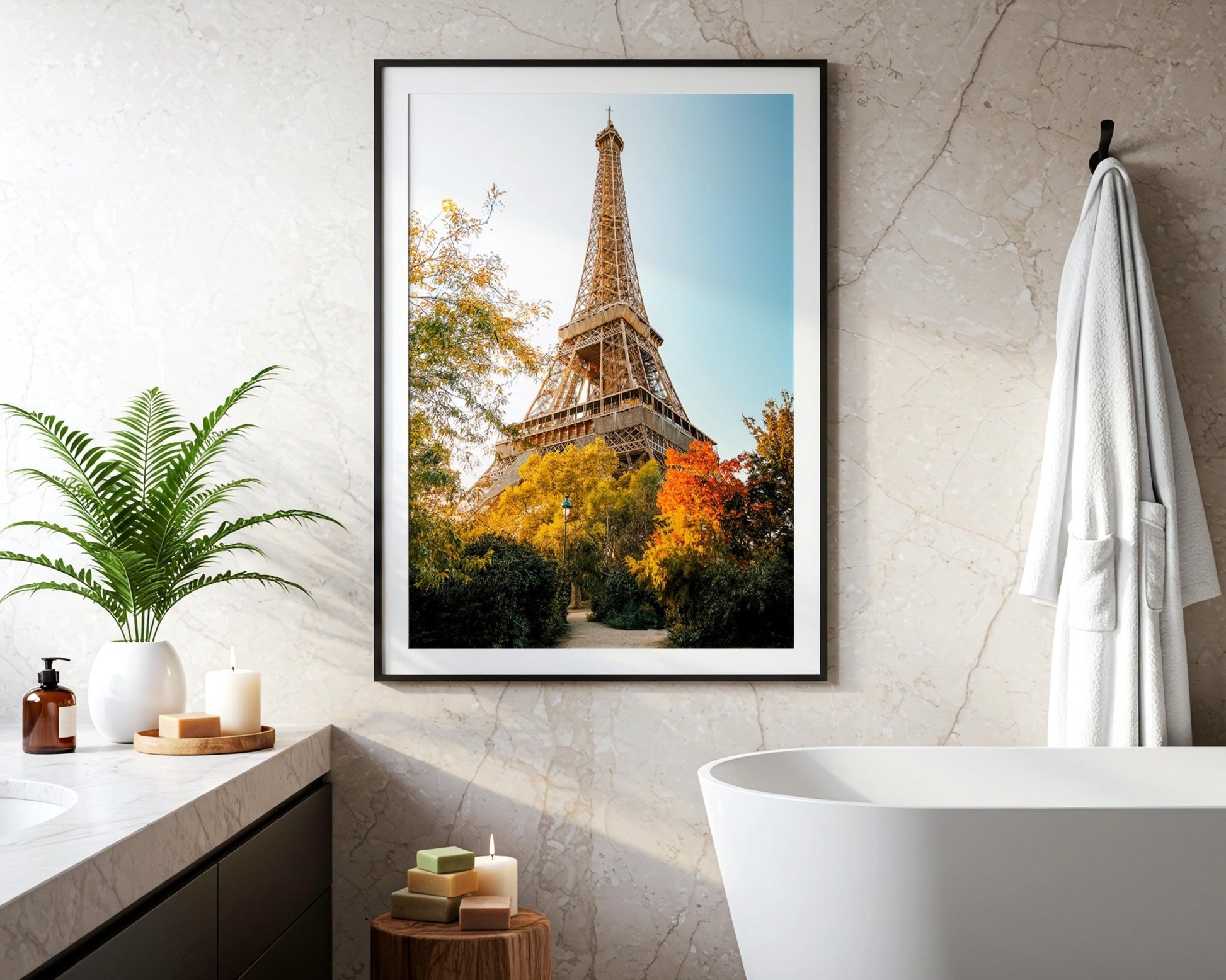 Paris France Eiffel Tower Print, Autumn Golden Hour Photo, Iconic Wall Art, Home Decor - Hasan Akbas Fine Art