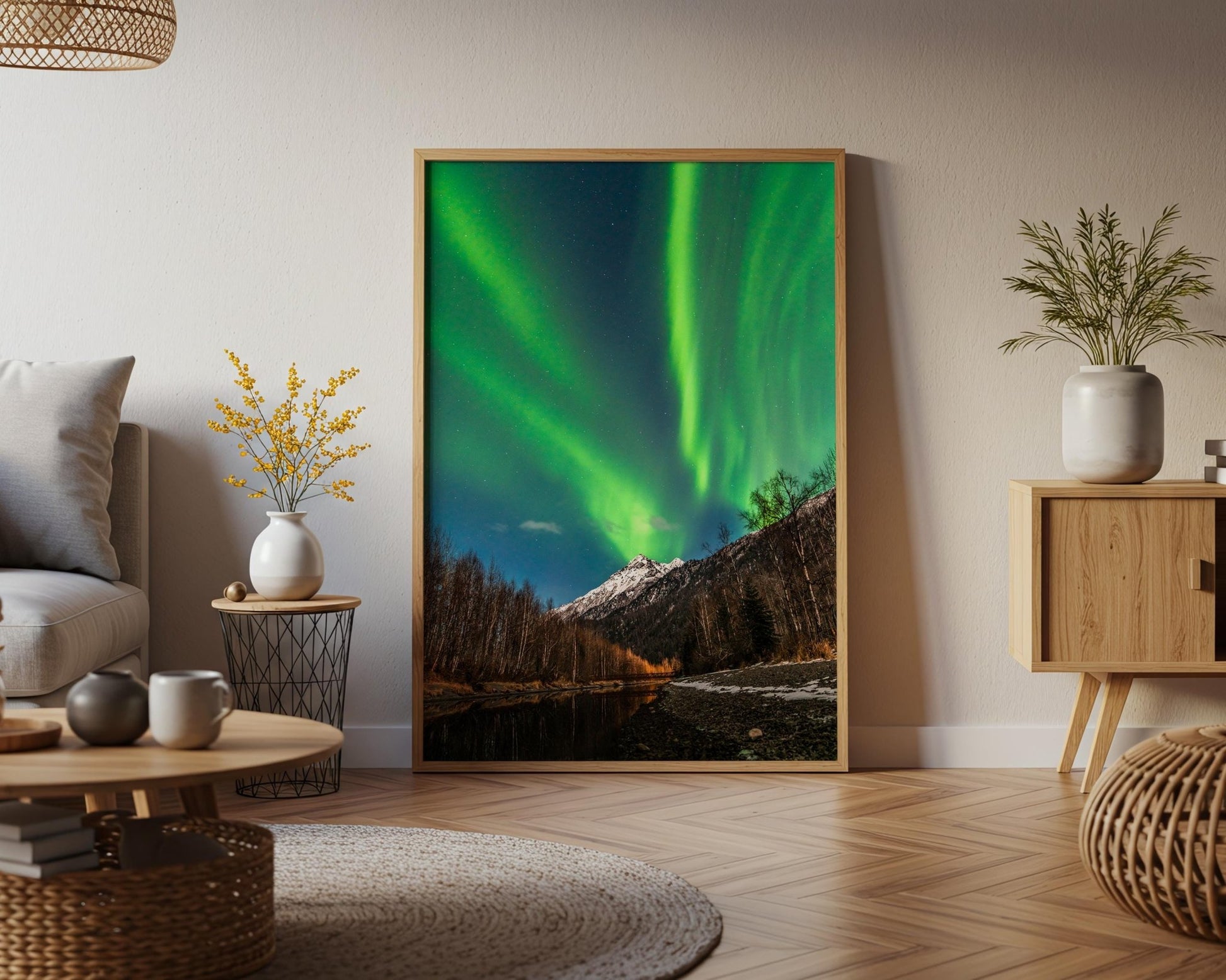 Alaska USA Aurora Borealis Wall Art Print, Northern Lights Photo, Winter Night Sky Home Decor - Hasan Akbas Fine Art
