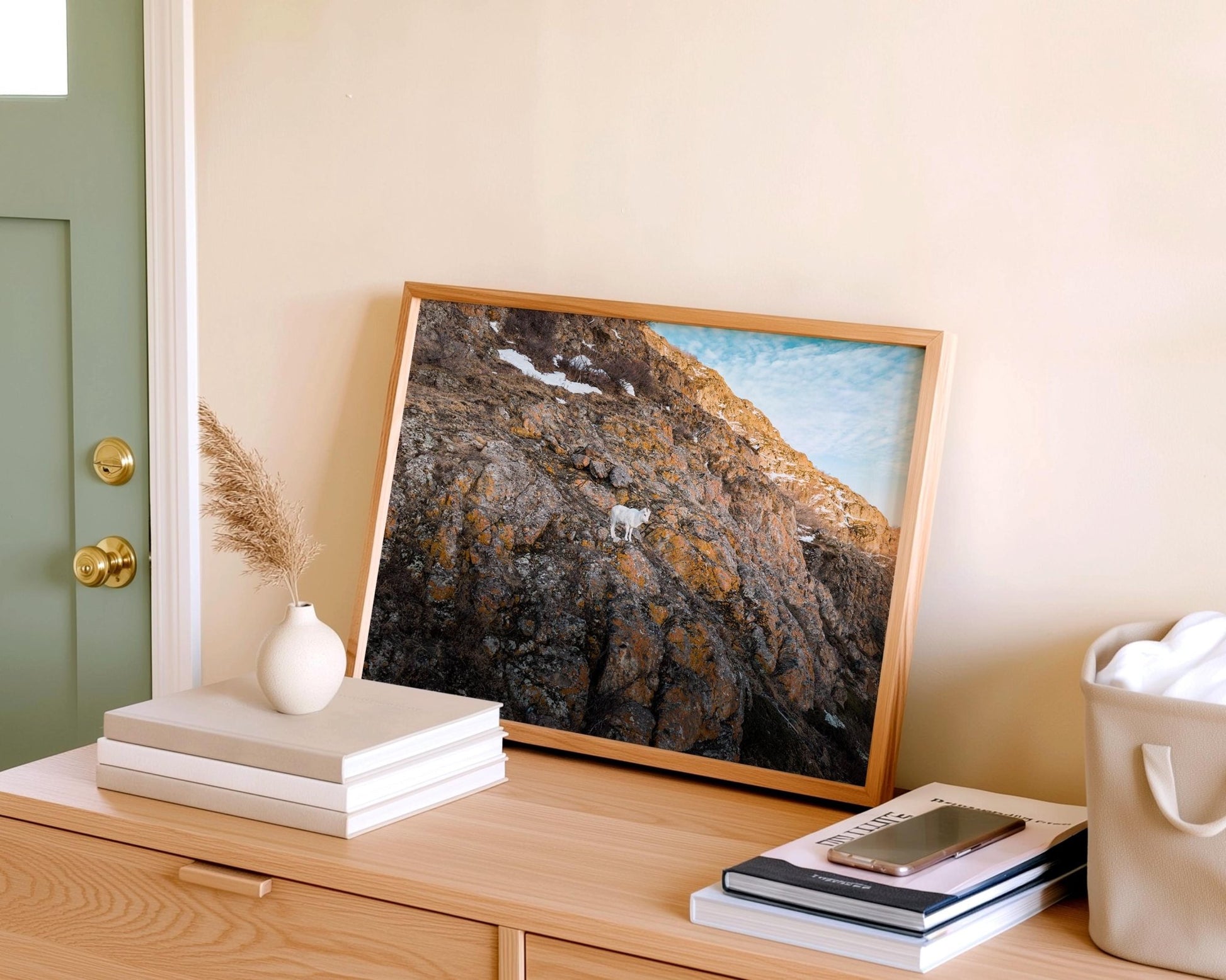 Alaska Mountain Goat Art - Wildlife Wall Art Print | Snowy Cliff Photography - Hasan Akbas Fine Art