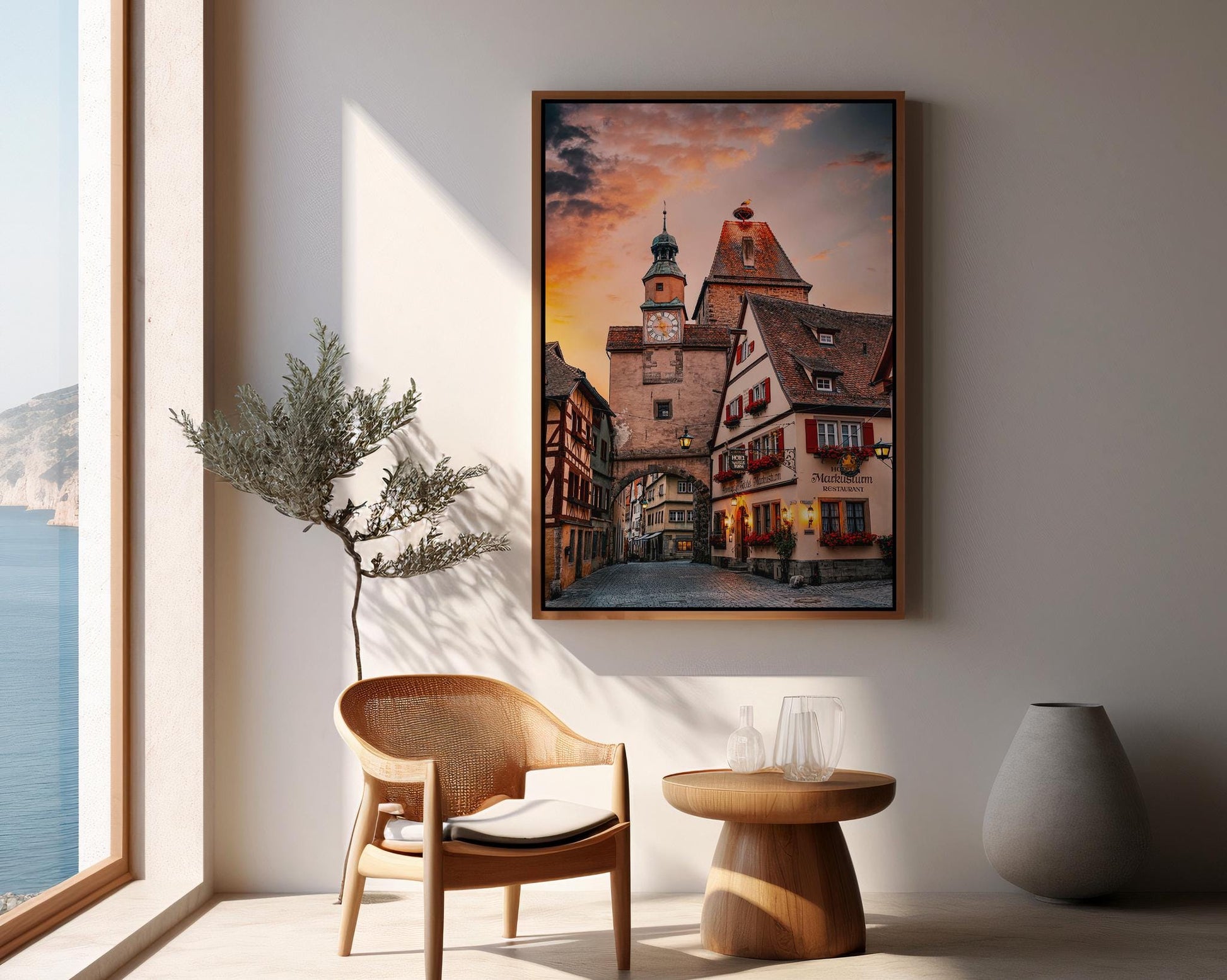 Rothenburg Germany Print - Medieval Clock Tower With Stork Nest Detail | Bavaria Wall Art - Hasan Akbas Fine Art