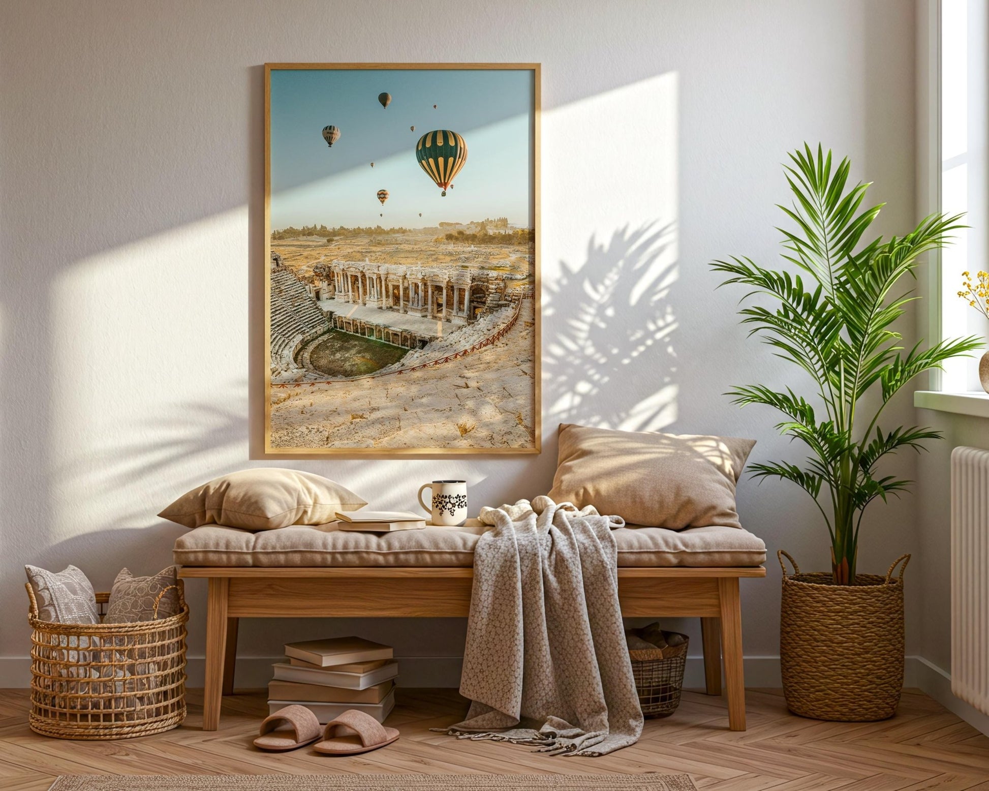 Hierapolis Pamukkale Wall Art, Turkey Photo, Hot Air Balloons, Roman Ancient City, Home Decor - Hasan Akbas Fine Art