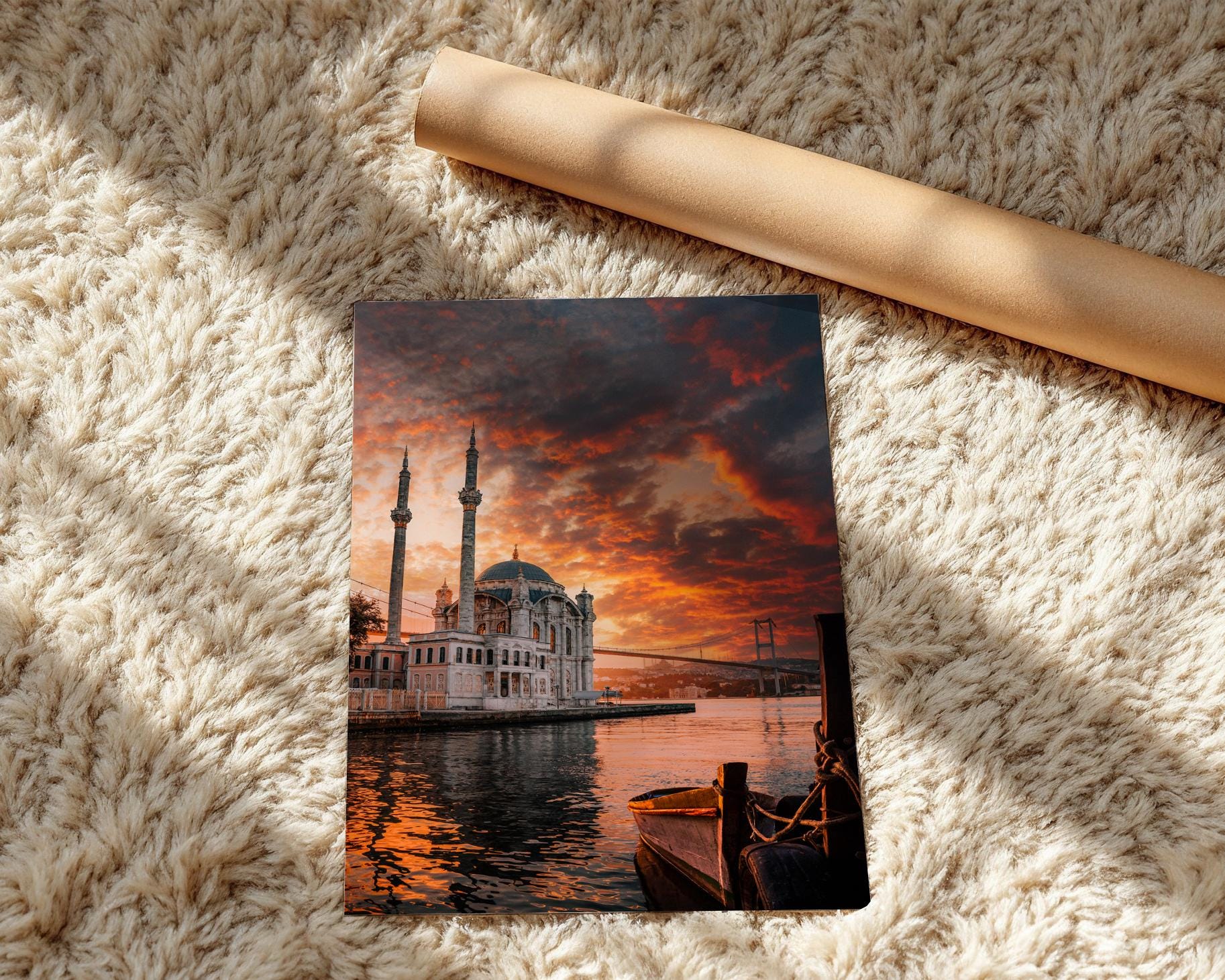 Ortakoy Mosque Wall Art | Istanbul Wall Decor - Bosphorus Sunrise Photo Print - Hasan Akbas Fine Art