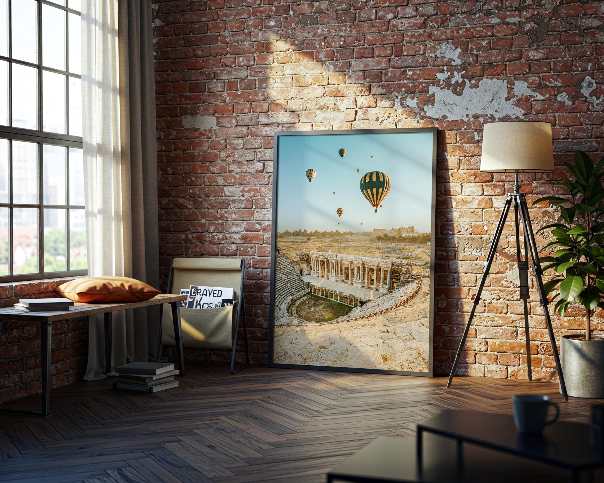 Hierapolis Pamukkale Wall Art, Turkey Photo, Hot Air Balloons, Roman Ancient City, Home Decor - Hasan Akbas Fine Art
