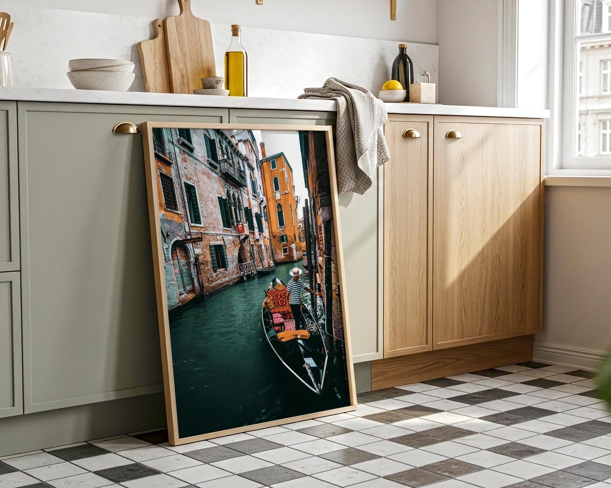 Venice Italy Photo Print, Gondolier Boat on Canal Wall Art, Italian Gondola Home Decor - Hasan Akbas Fine Art