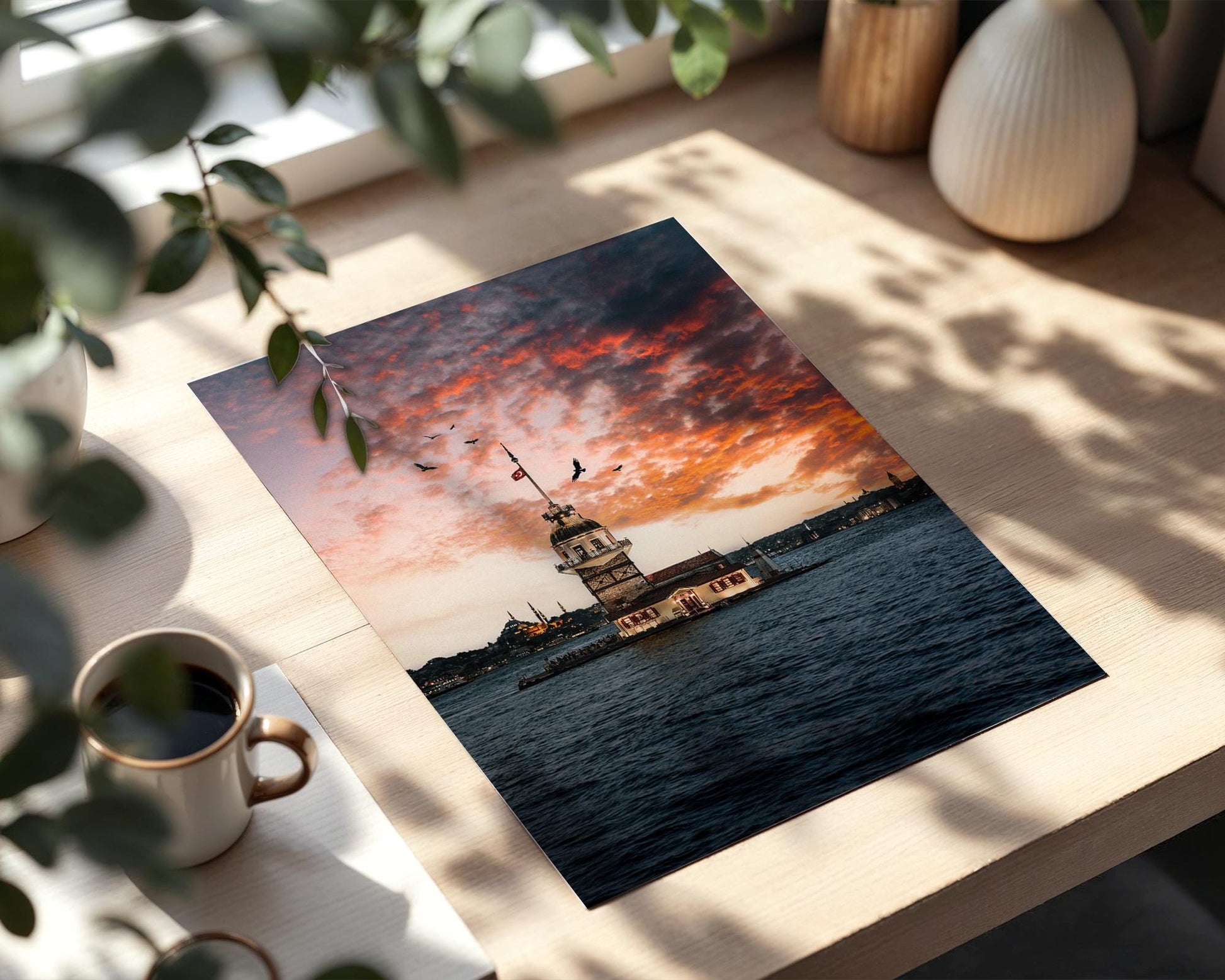 Istanbul Wall Art – Maidens Tower Print | Bosphorus Sunset Photo, Golden Hour Decor - Hasan Akbas Fine Art