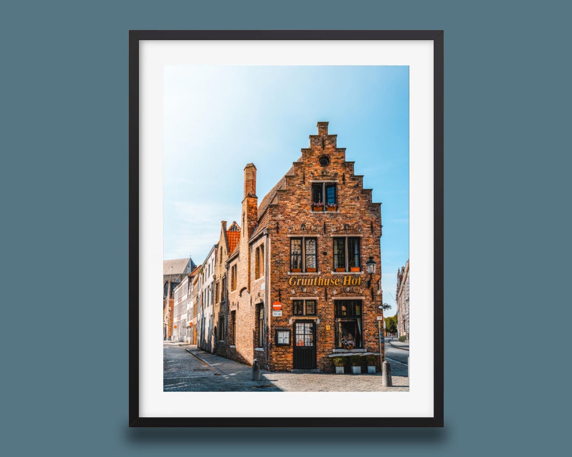 Bruges Sunrise Wall Art: Medieval Street, Soft Golden Light - Hasan Akbas Fine Art