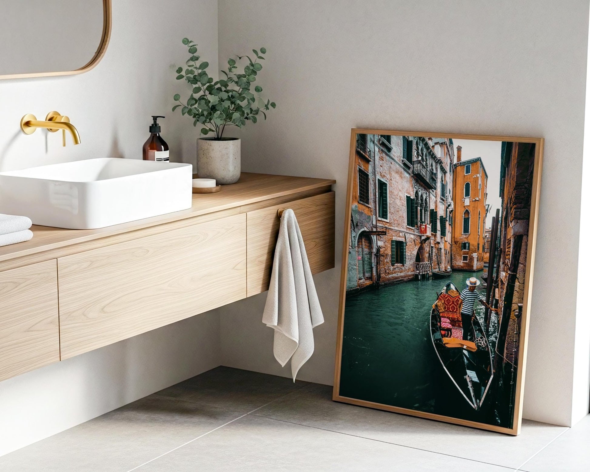 Venice Italy Photo Print, Gondolier Boat on Canal Wall Art, Italian Gondola Home Decor - Hasan Akbas Fine Art