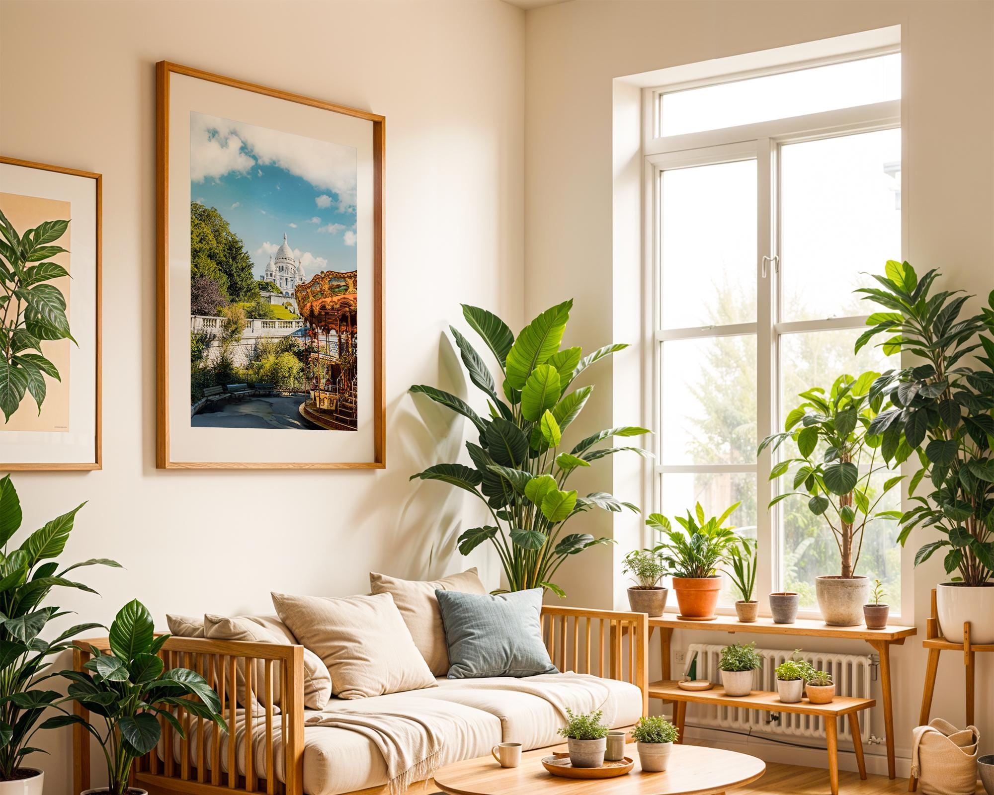 Paris France Sacre Coeur Print, Montmartre Carousel Photo, Summer Sky Wall Art, Home Decor - Hasan Akbas Fine Art