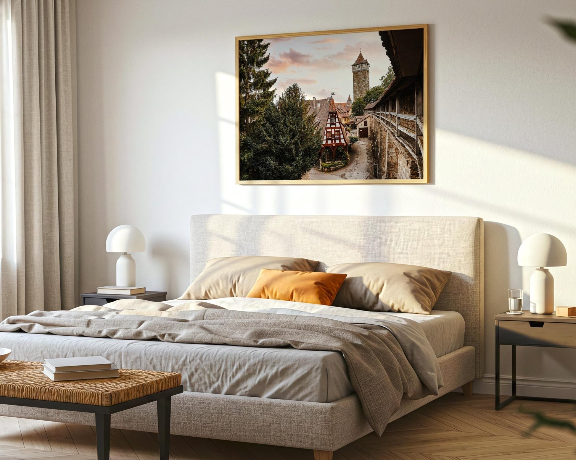 Rothenburg Germany Print - Morning Light on Old Town Timber Houses - Hasan Akbas Fine Art