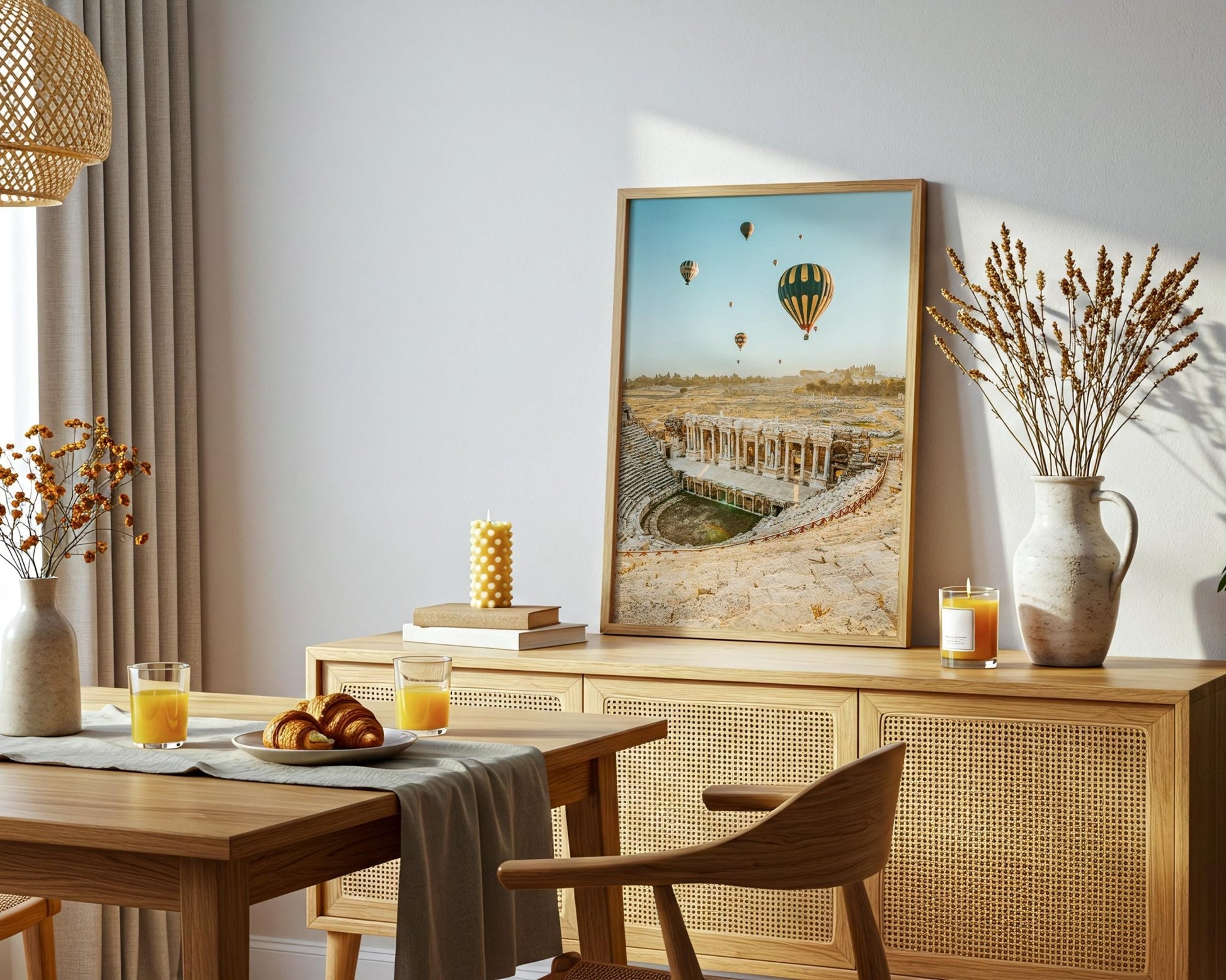 Hierapolis Pamukkale Wall Art, Turkey Photo, Hot Air Balloons, Roman Ancient City, Home Decor - Hasan Akbas Fine Art