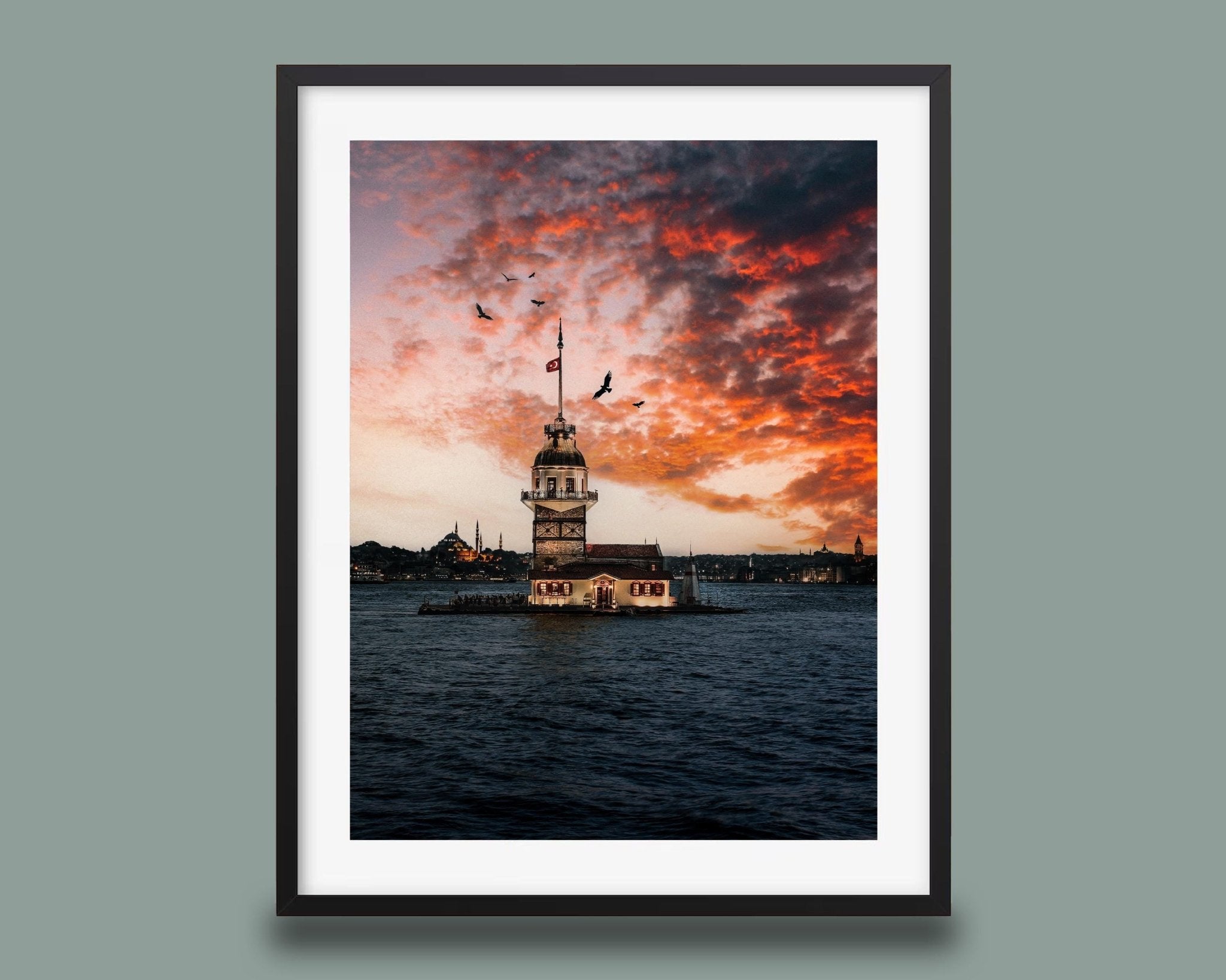 Istanbul Wall Art – Maidens Tower Print | Bosphorus Sunset Photo, Golden Hour Decor - Hasan Akbas Fine Art
