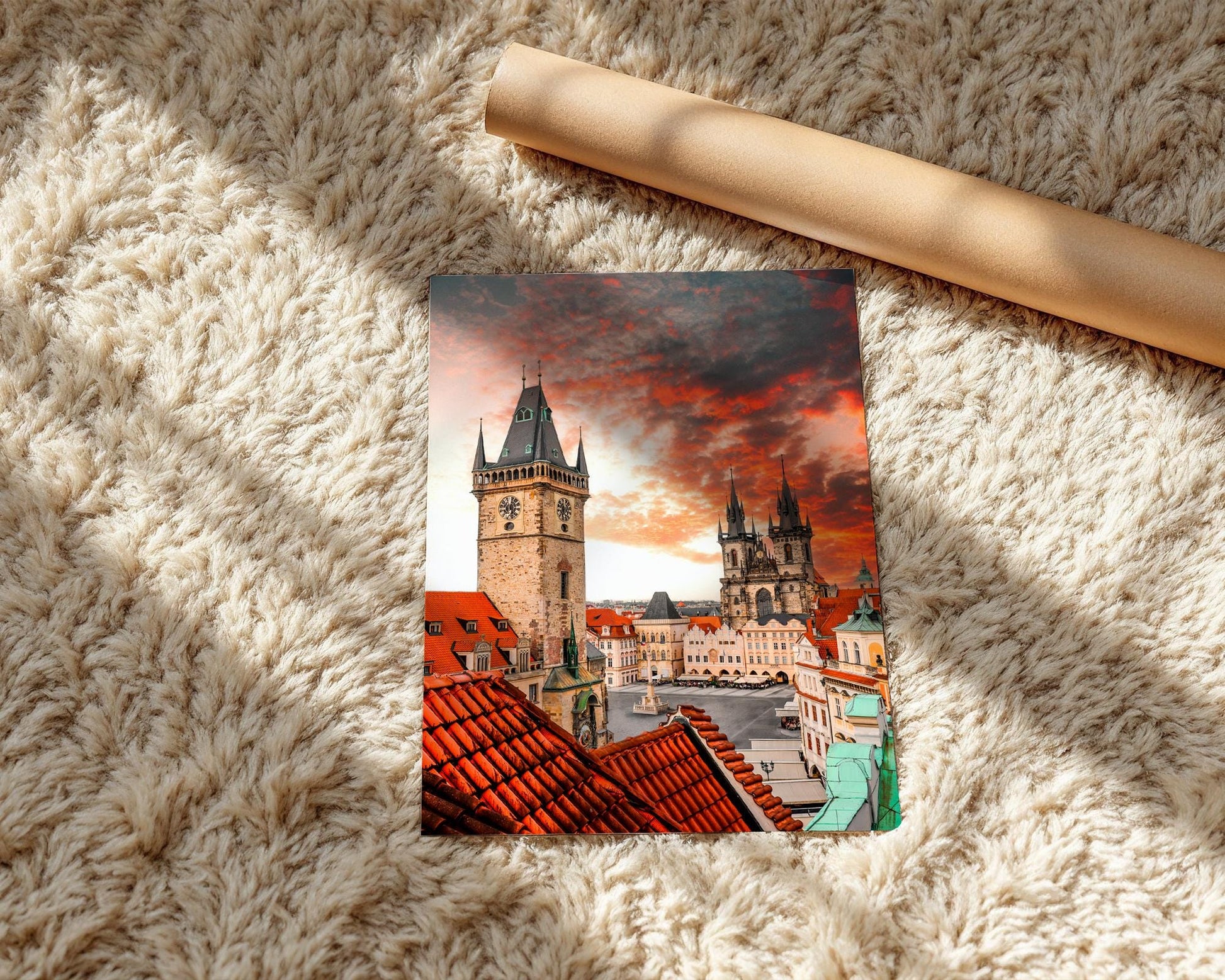Prague Old Town Square Print – Fine Art Photography of Tyn Church Sunset Skyline - Hasan Akbas Fine Art