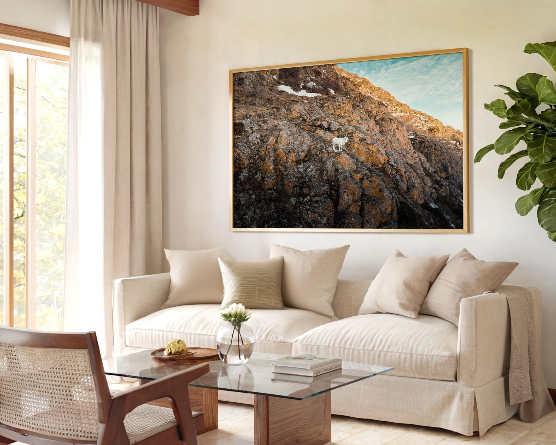 Alaska Mountain Goat Art - Wildlife Wall Art Print | Snowy Cliff Photography - Hasan Akbas Fine Art