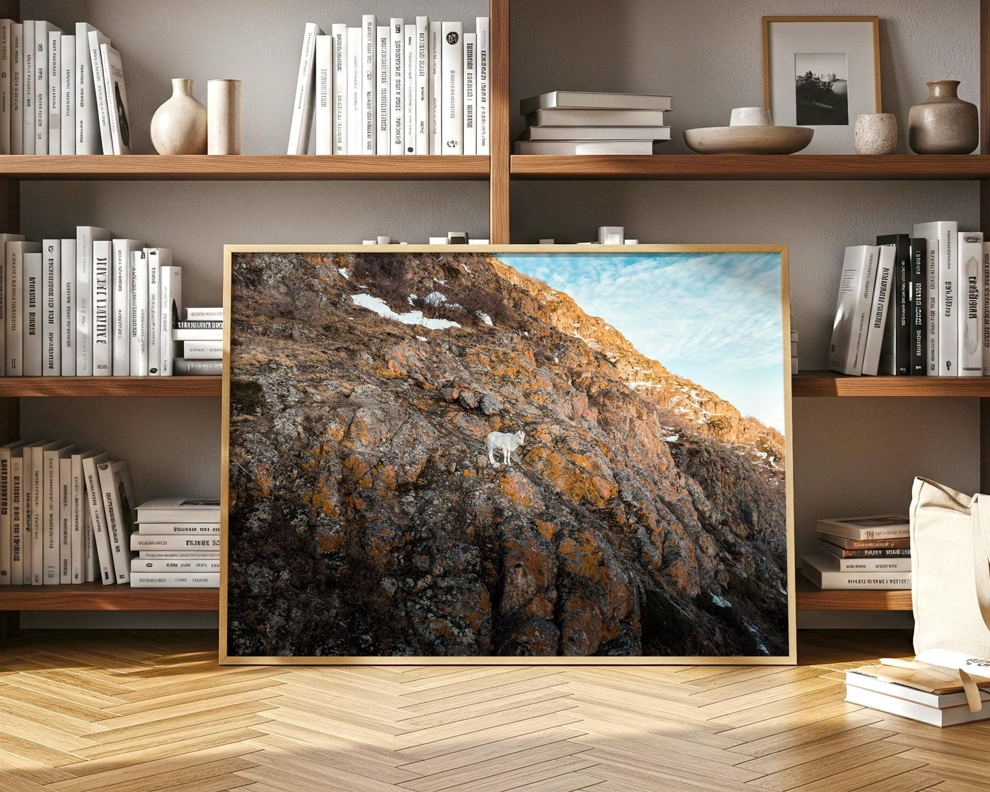 Alaska Mountain Goat Art - Wildlife Wall Art Print | Snowy Cliff Photography - Hasan Akbas Fine Art