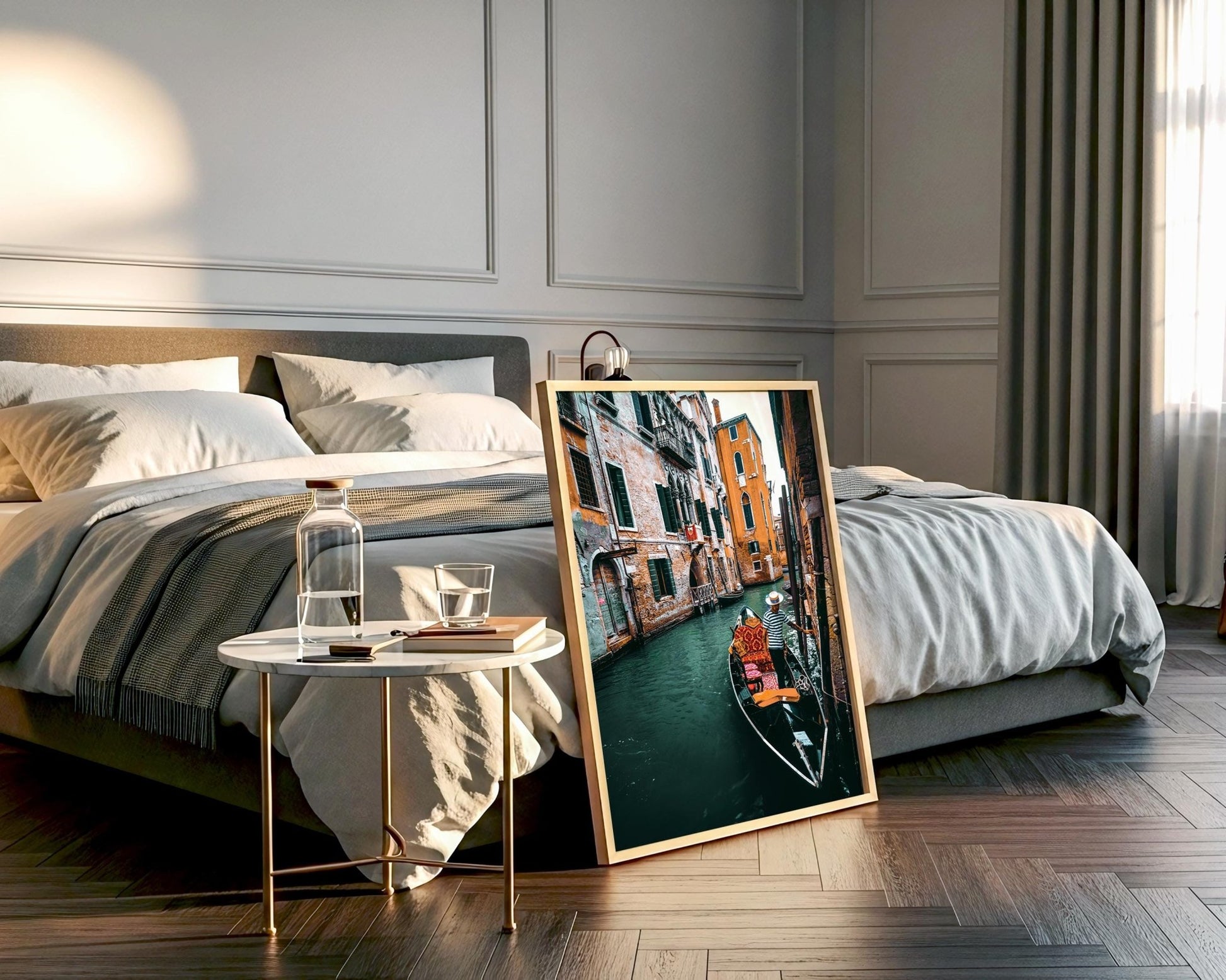 Venice Italy Photo Print, Gondolier Boat on Canal Wall Art, Italian Gondola Home Decor - Hasan Akbas Fine Art