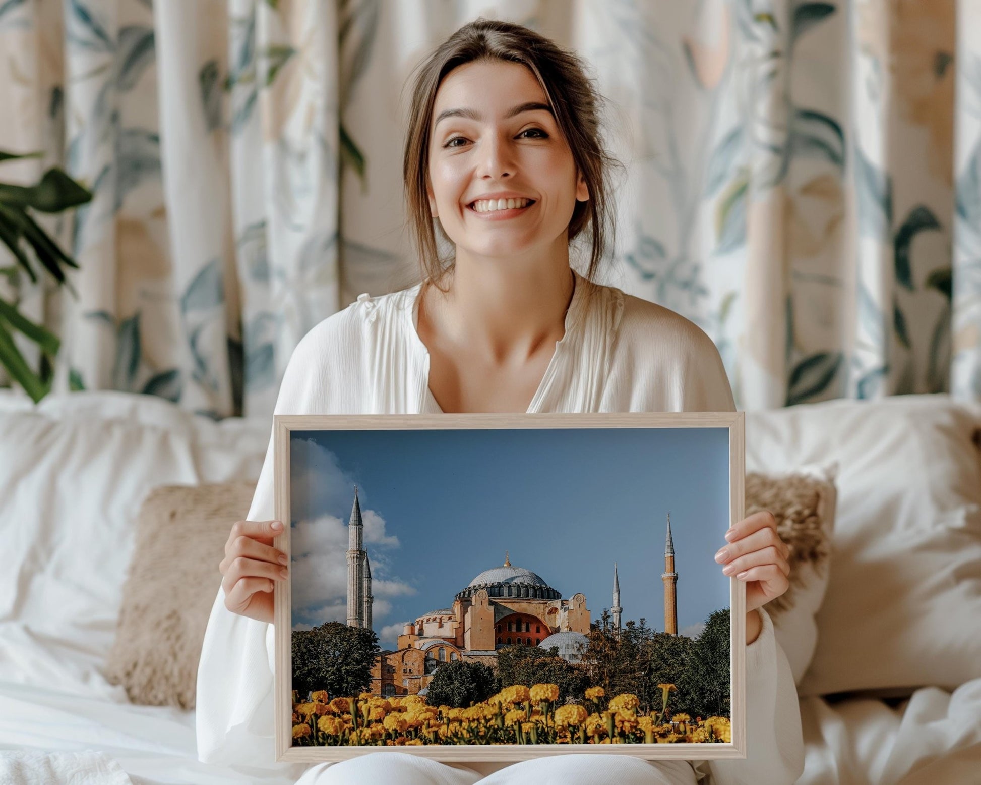 Hagia Sophia Wall Art, Istanbul Photo, Turkey Print, Garden Flowers, Iconic Landmark Home Decor - Hasan Akbas Fine Art