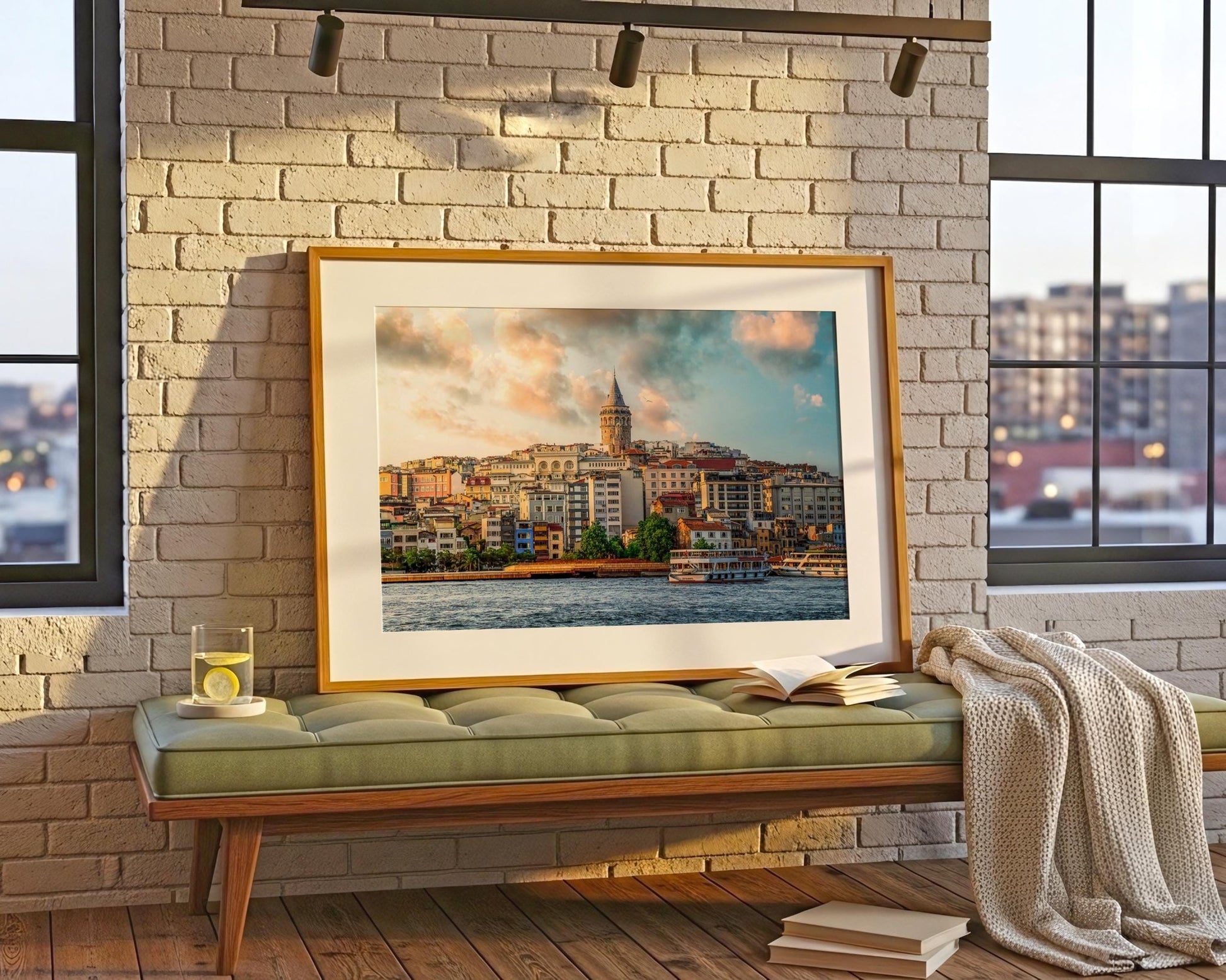 Istanbul Turkey Galata Tower Print, Golden Horn Sunset Photo, Ferry Wall Art, Home Decor - Hasan Akbas Fine Art