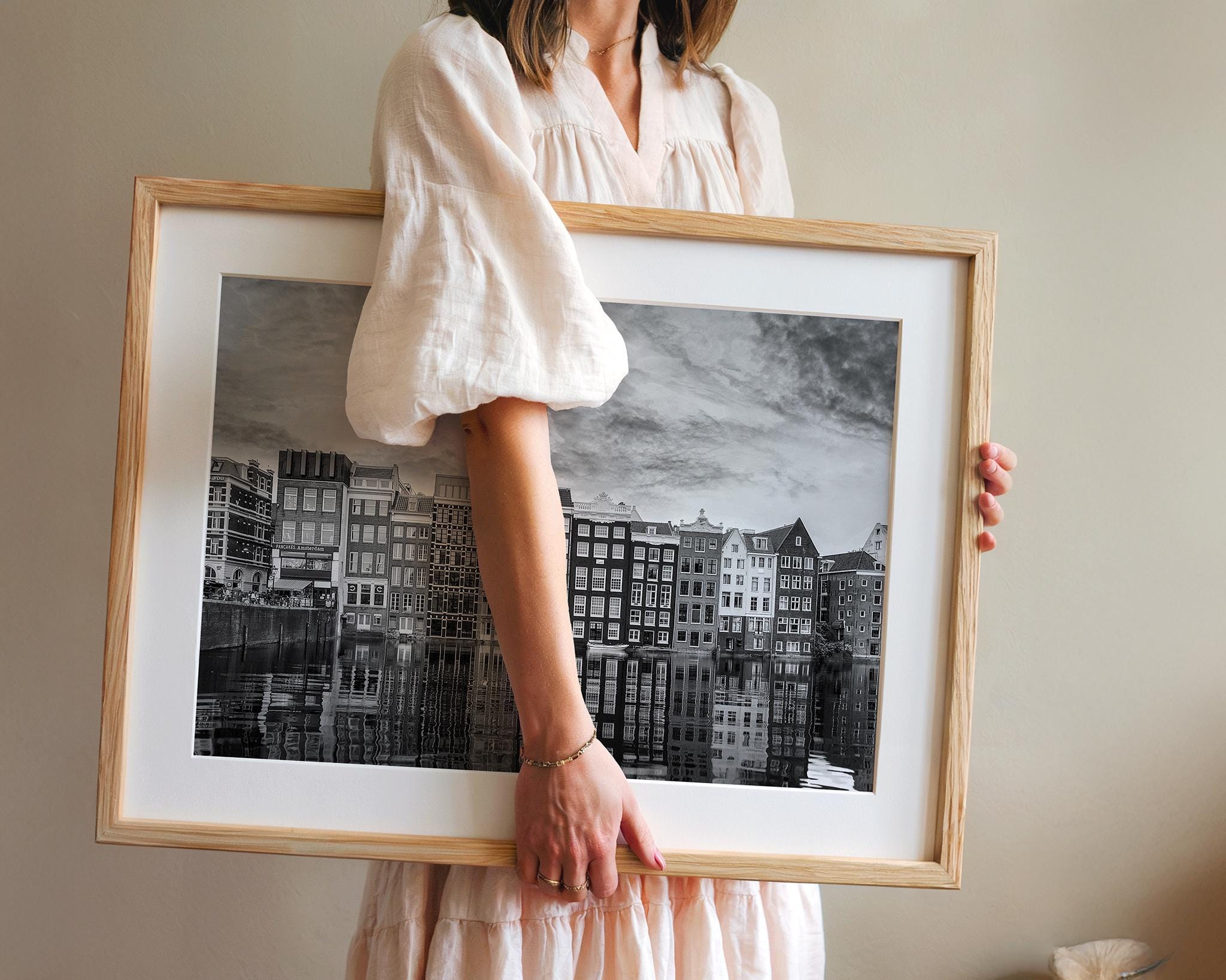 Amsterdam Canal Houses Print – Black and White Wall Art | Historic Facades Photo - Hasan Akbas Fine Art