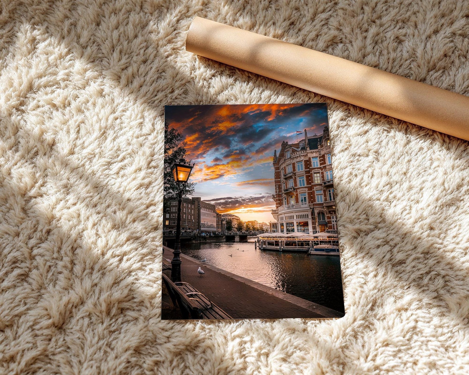 Amsterdam Canal Sunset Print – Museum Quality Fine Art Wall Decor - Hasan Akbas Fine Art