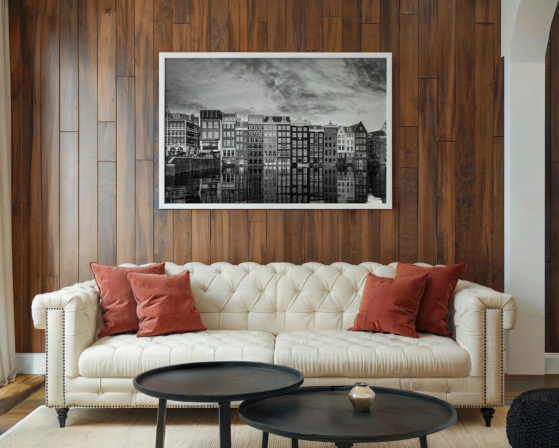 Amsterdam Canal Houses Print – Black and White Wall Art | Historic Facades Photo - Hasan Akbas Fine Art