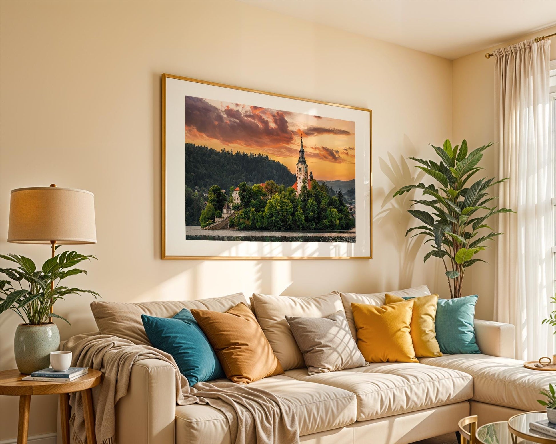 Lake Bled Slovenia Print, Church Island Sunset Photo, Storm Break Wall Art, Home Decor - Hasan Akbas Fine Art