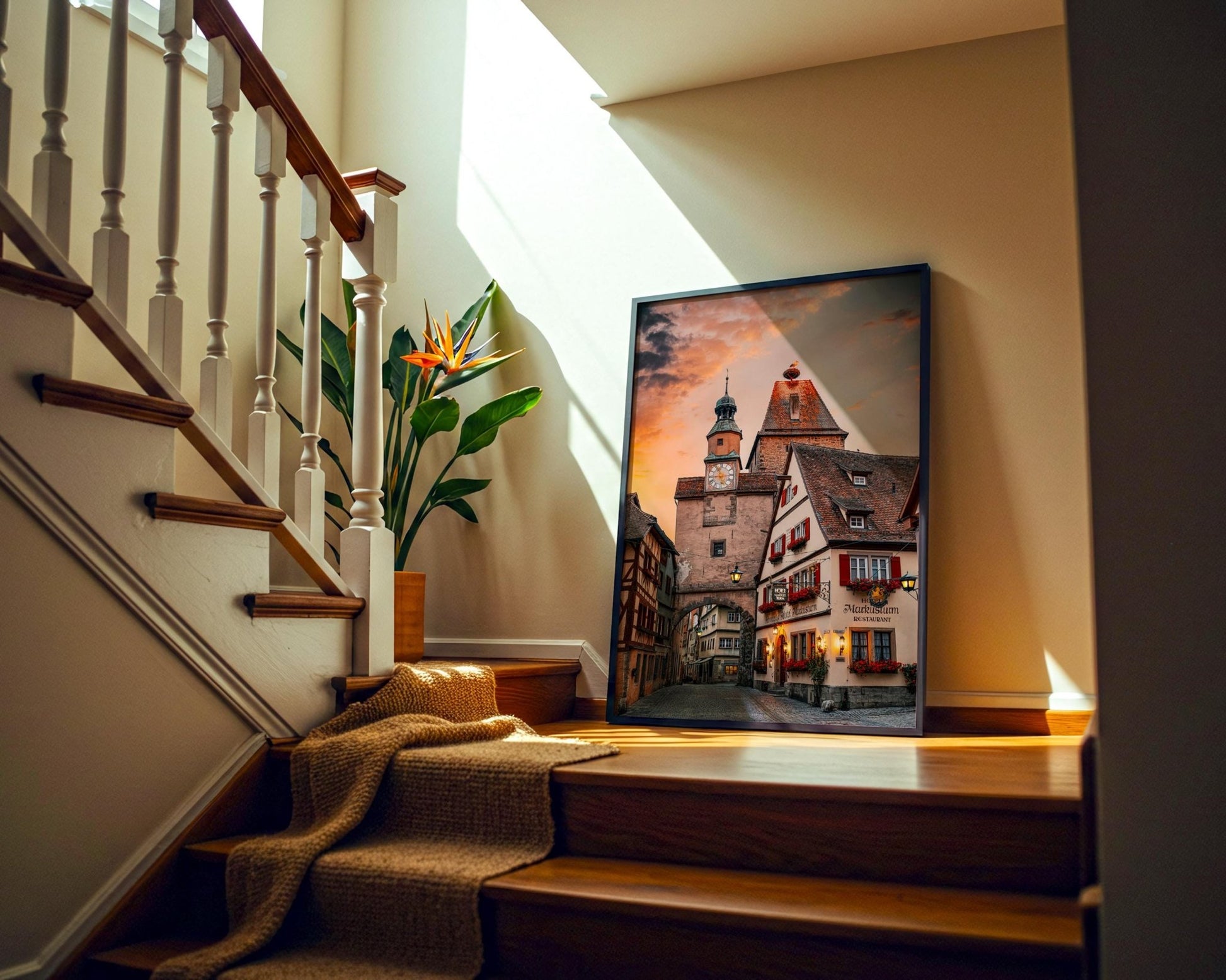 Rothenburg Germany Print - Medieval Clock Tower With Stork Nest Detail | Bavaria Wall Art - Hasan Akbas Fine Art