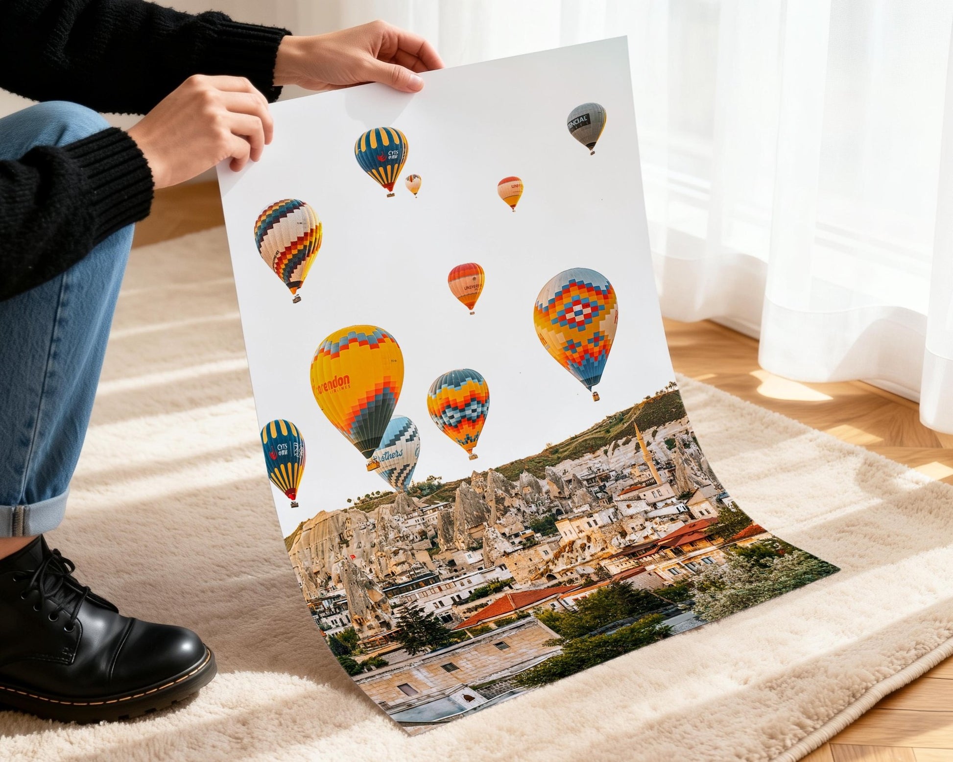 Cappadocia Wall Art, Goreme Turkey Photo, Hot Air Balloons Landscape Print, Travel Home Decor - Hasan Akbas Fine Art