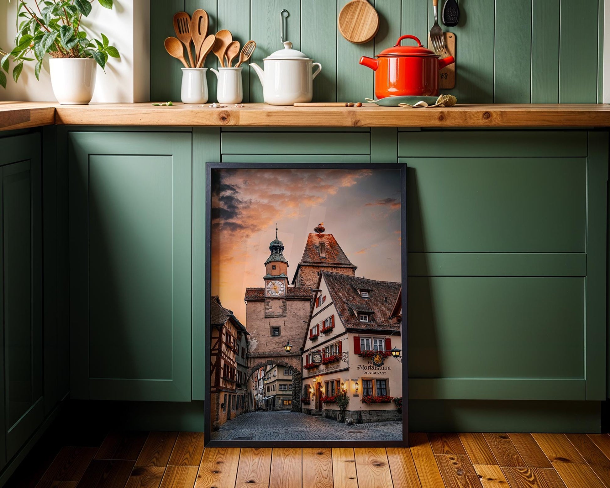 Rothenburg Germany Print - Medieval Clock Tower With Stork Nest Detail | Bavaria Wall Art - Hasan Akbas Fine Art