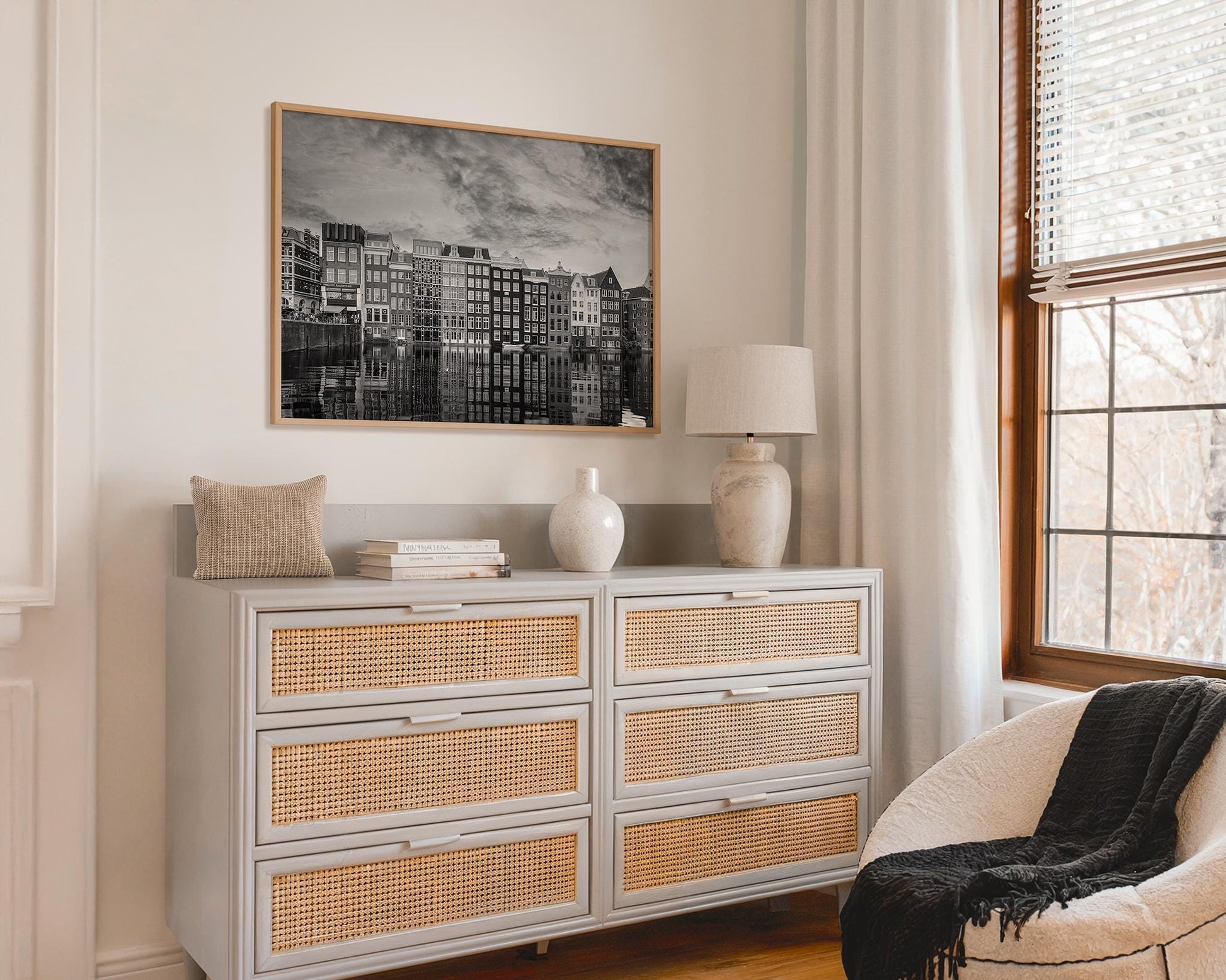 Amsterdam Canal Houses Print – Black and White Wall Art | Historic Facades Photo - Hasan Akbas Fine Art