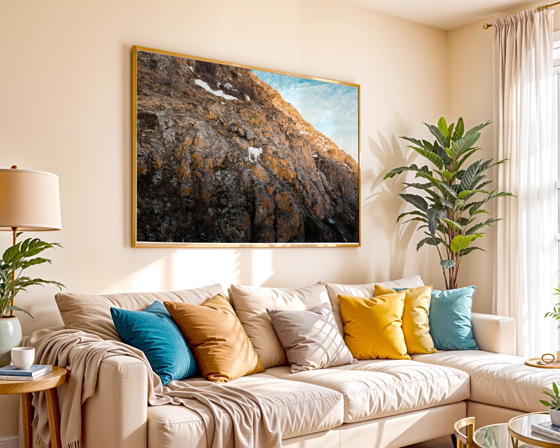 Alaska Mountain Goat Art - Wildlife Wall Art Print | Snowy Cliff Photography - Hasan Akbas Fine Art