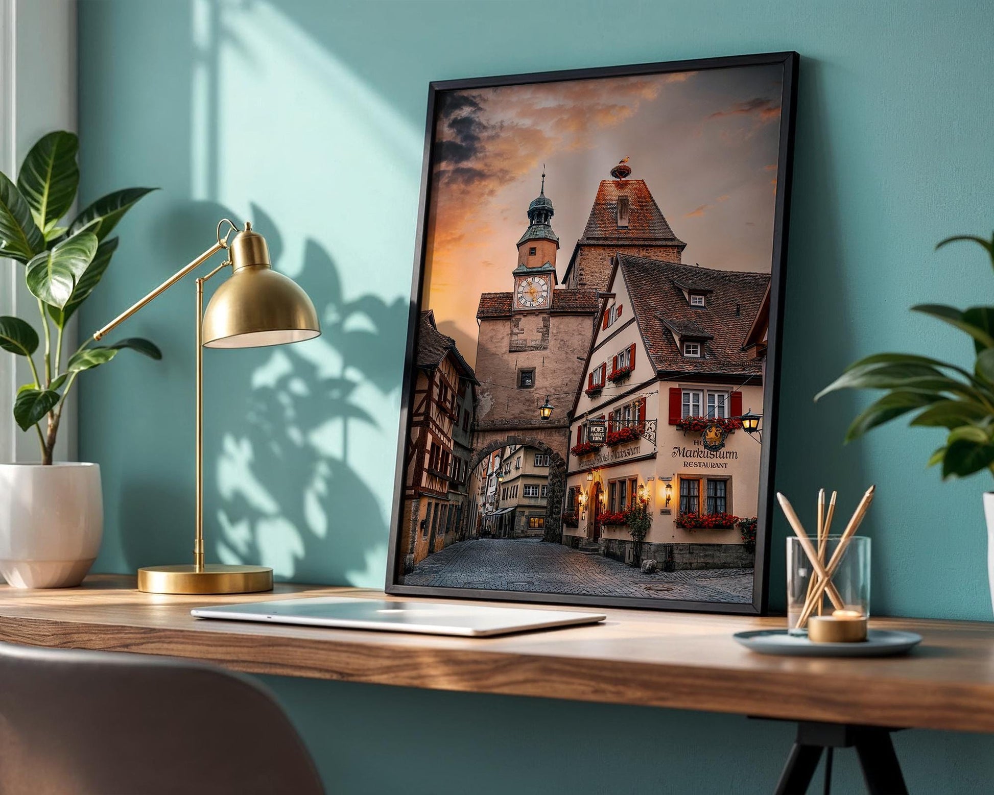 Rothenburg Germany Print - Medieval Clock Tower With Stork Nest Detail | Bavaria Wall Art - Hasan Akbas Fine Art