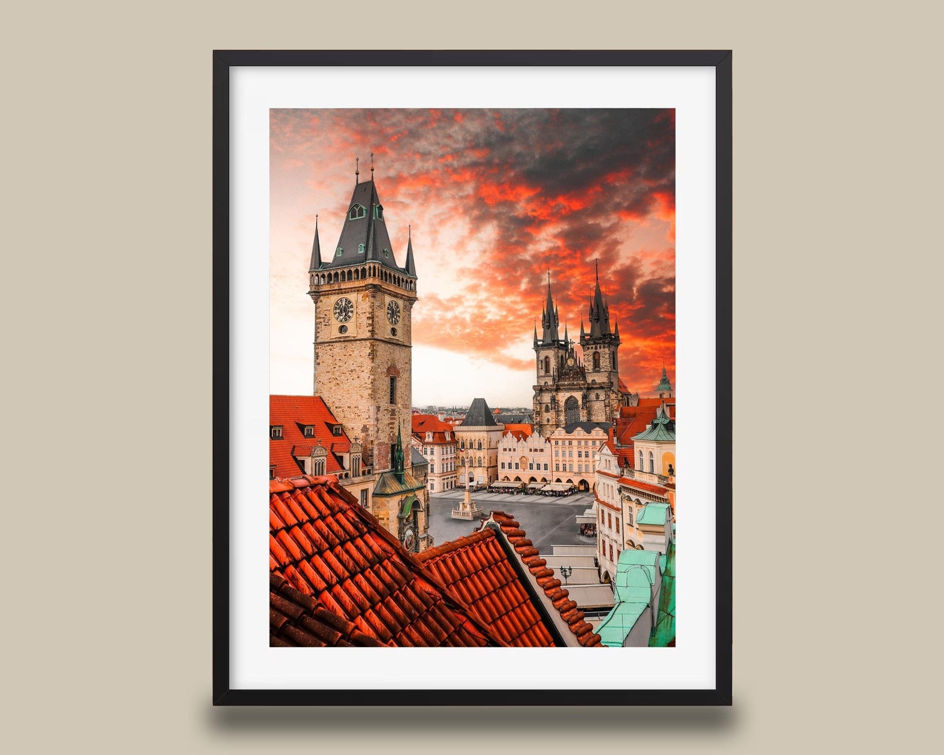 Prague Old Town Square Print – Fine Art Photography of Tyn Church Sunset Skyline - Hasan Akbas Fine Art