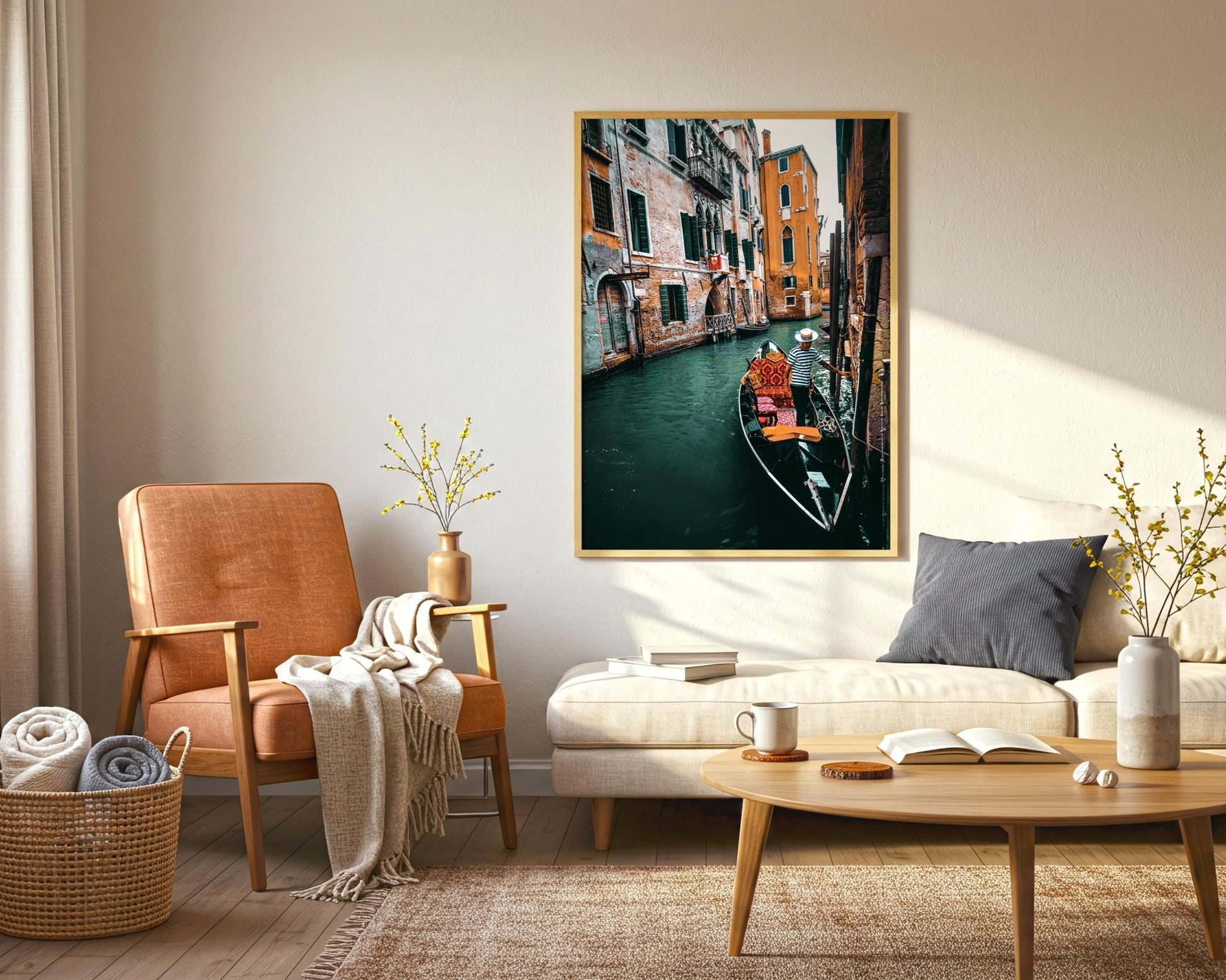 Venice Italy Photo Print, Gondolier Boat on Canal Wall Art, Italian Gondola Home Decor - Hasan Akbas Fine Art