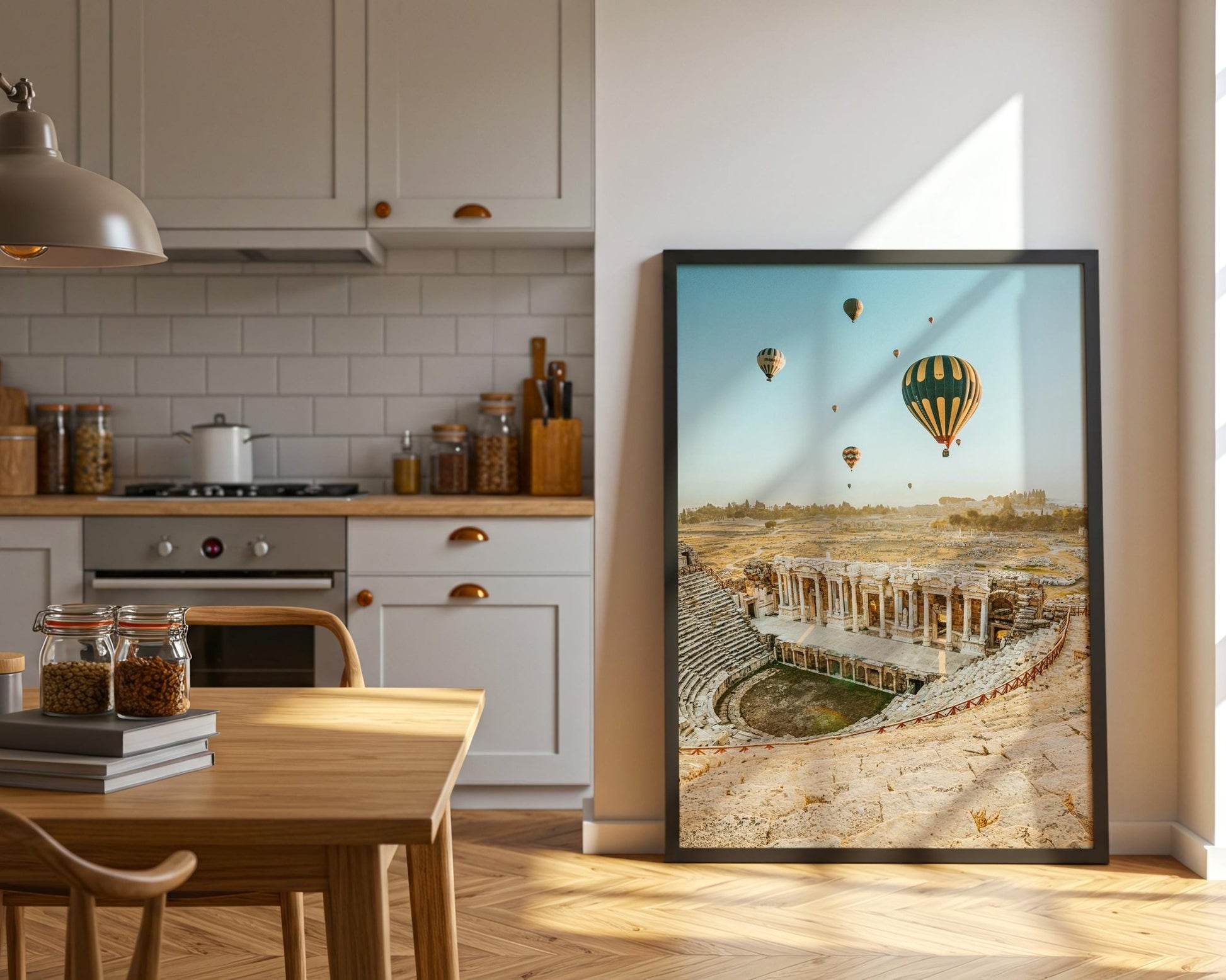 Hierapolis Pamukkale Wall Art, Turkey Photo, Hot Air Balloons, Roman Ancient City, Home Decor - Hasan Akbas Fine Art