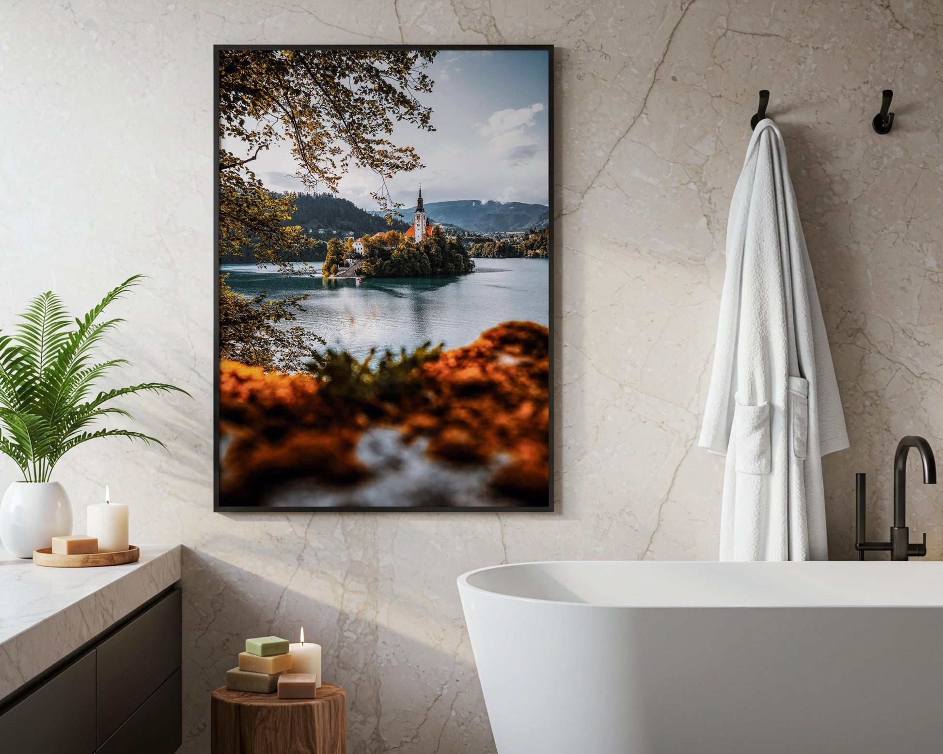 Lake Bled Wall Art – Slovenia Landscape Print | Autumn Island Church Fine Art - Hasan Akbas Fine Art