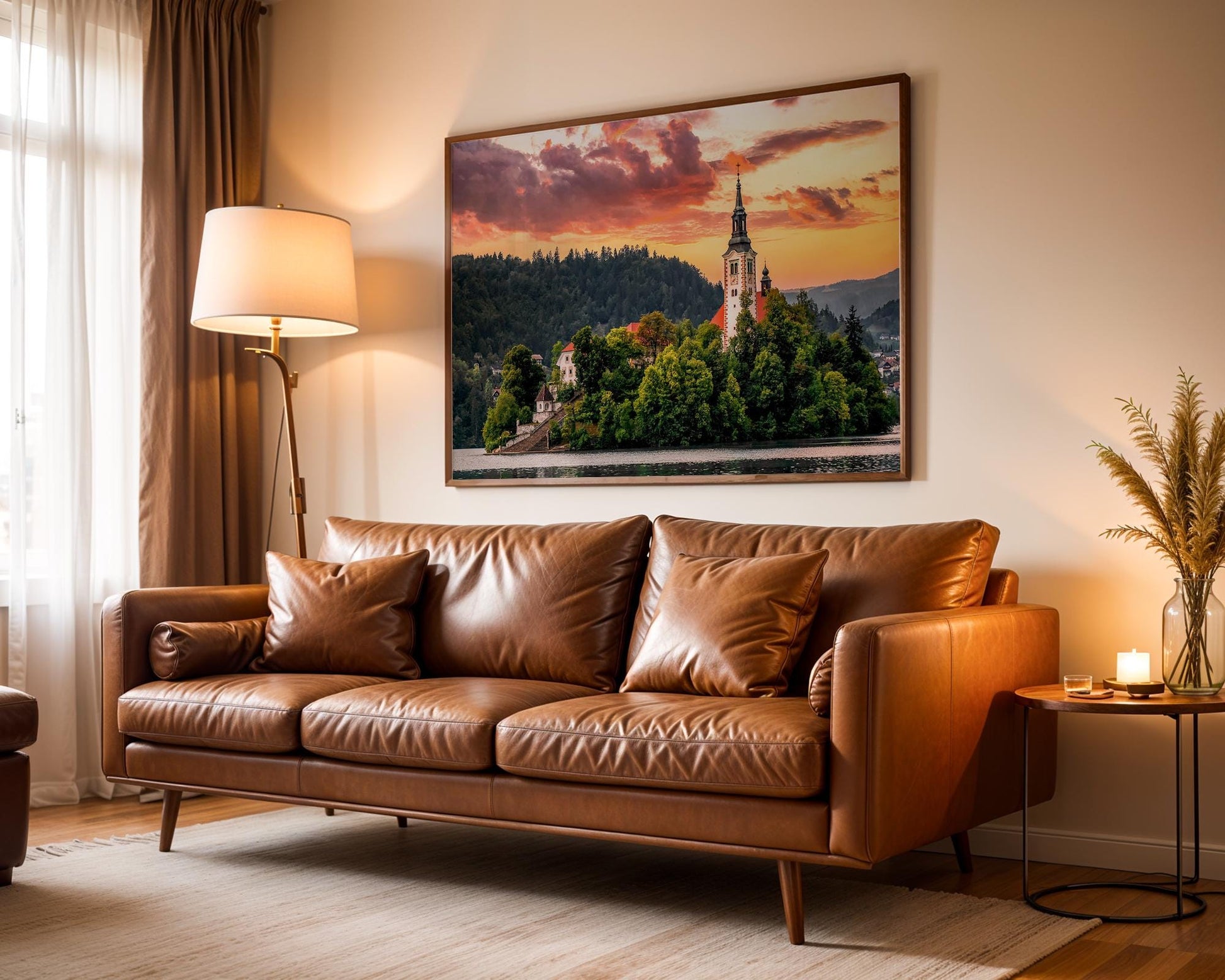 Lake Bled Slovenia Print, Church Island Sunset Photo, Storm Break Wall Art, Home Decor - Hasan Akbas Fine Art