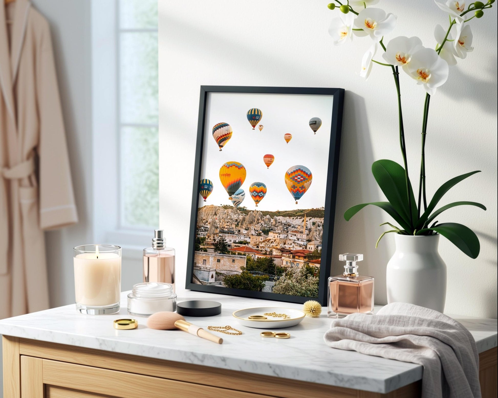 Cappadocia Wall Art, Goreme Turkey Photo, Hot Air Balloons Landscape Print, Travel Home Decor - Hasan Akbas Fine Art