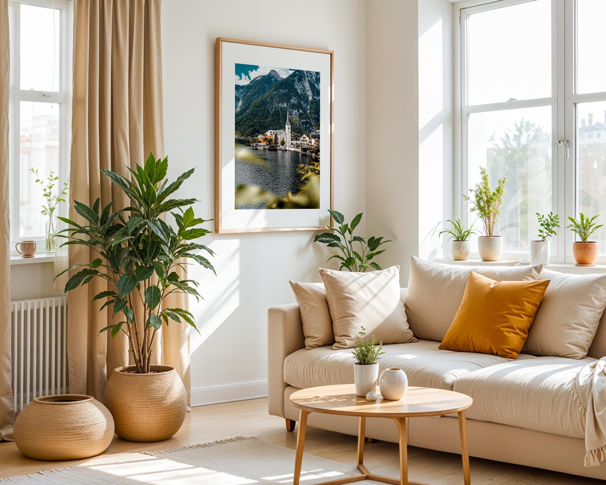 Hallstatt Austria Print, Alpine Lake Village Photo, Church Spire Mountains Wall Art, Home Decor - Hasan Akbas Fine Art