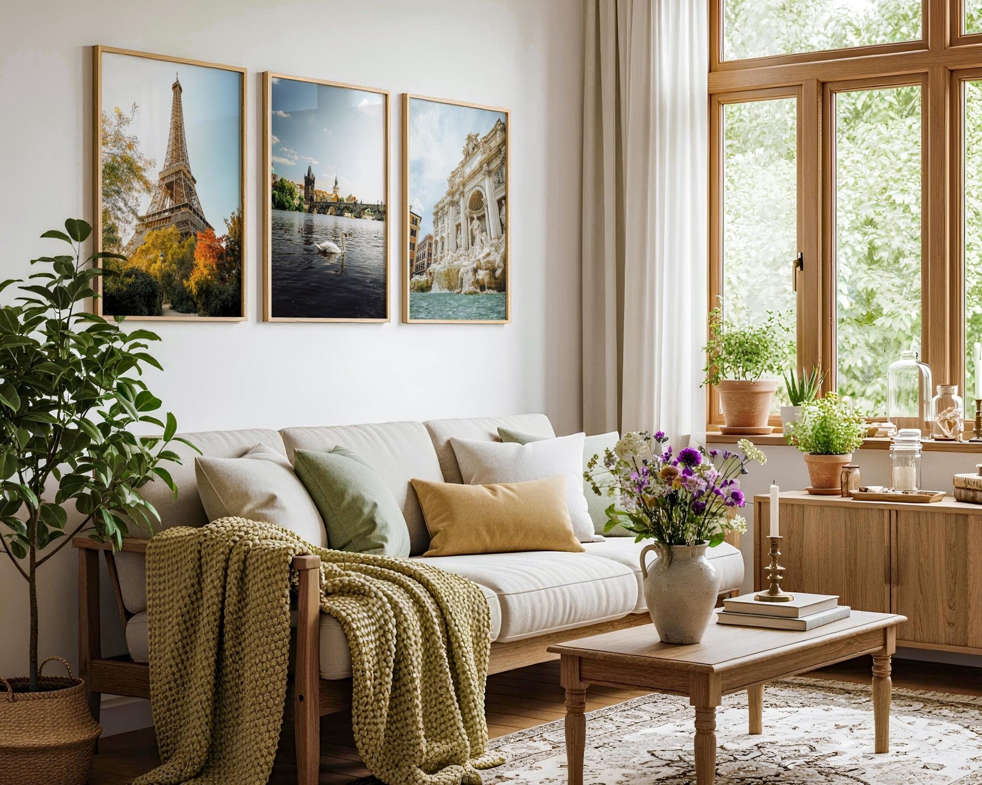 Set of 3 European City Wall Art, Paris France, Prague Czechia, Rome Italy Print - Hasan Akbas Fine Art