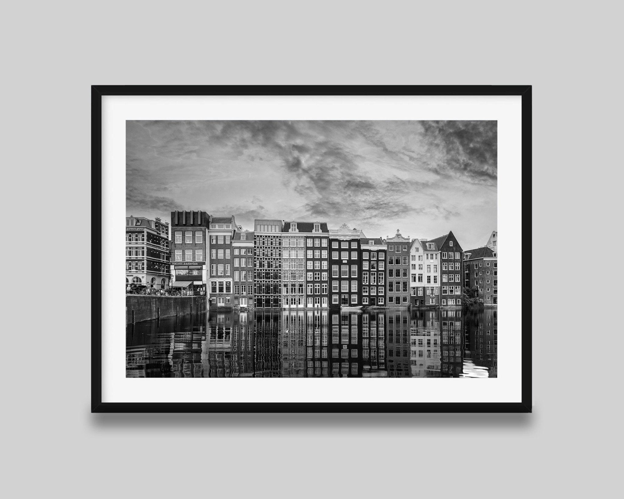 Amsterdam Canal Houses Print – Black and White Wall Art | Historic Facades Photo - Hasan Akbas Fine Art