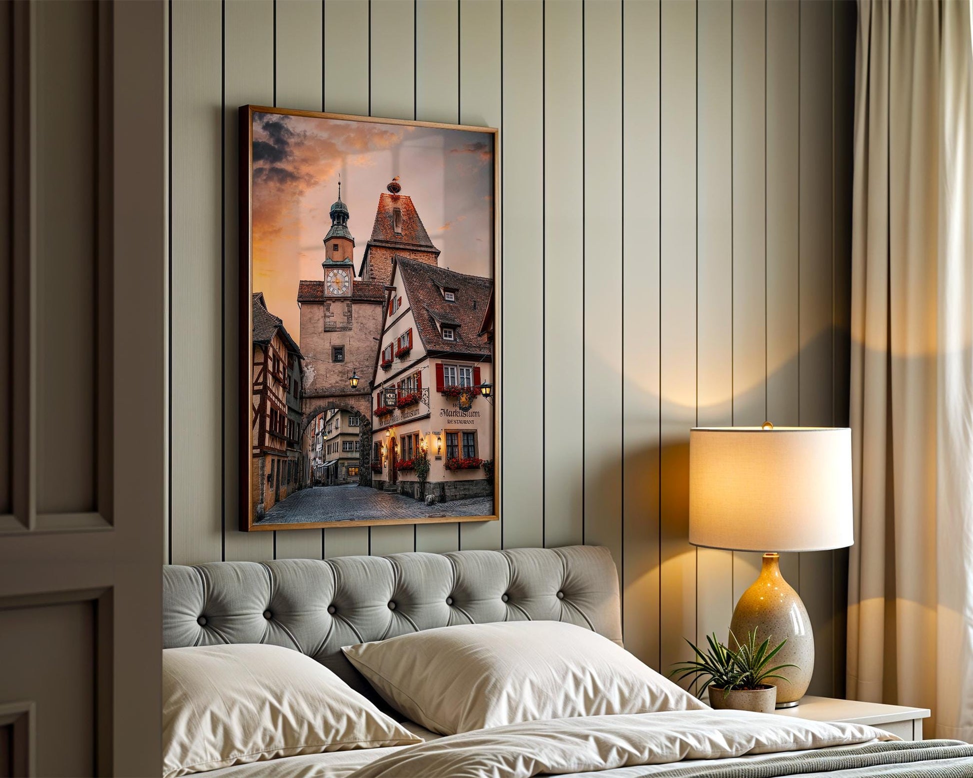 Rothenburg Germany Print - Medieval Clock Tower With Stork Nest Detail | Bavaria Wall Art - Hasan Akbas Fine Art