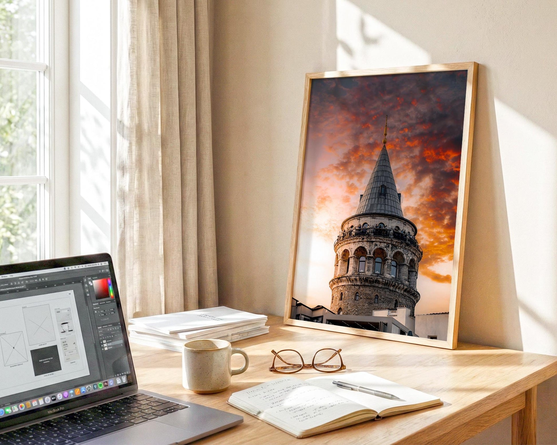 Galata Tower Wall Art, Istanbul Turkey Photo Print, Sunset Cityscape Home Decor - Hasan Akbas Fine Art