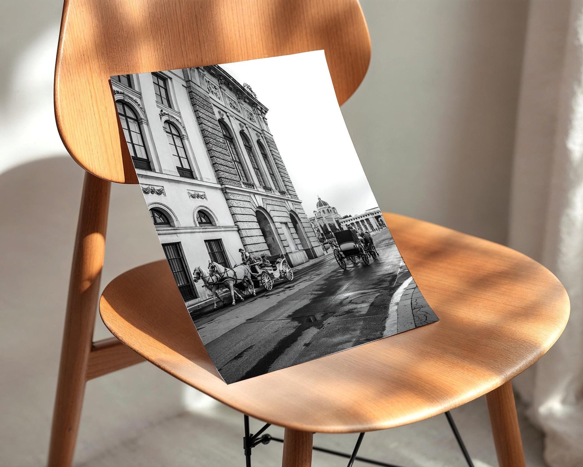 Vienna Horse Carriage Print – Black and White Wall Art | Historic Hofburg Palace Photo - Hasan Akbas Fine Art