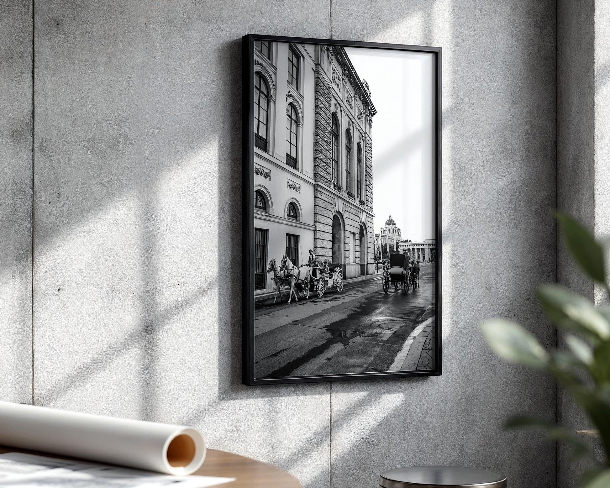 Vienna Horse Carriage Print – Black and White Wall Art | Historic Hofburg Palace Photo - Hasan Akbas Fine Art