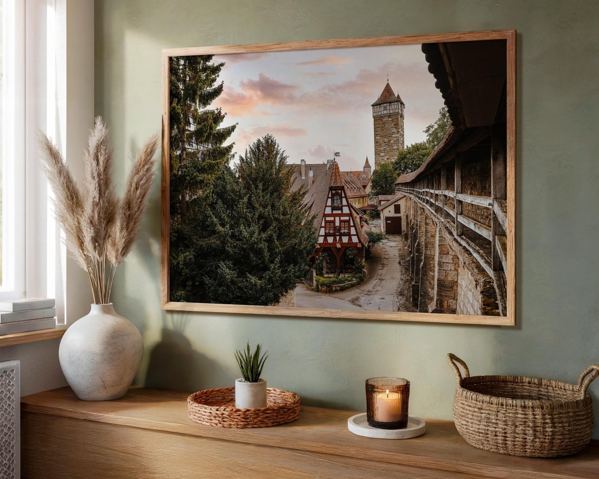 Rothenburg Germany Print - Morning Light on Old Town Timber Houses - Hasan Akbas Fine Art