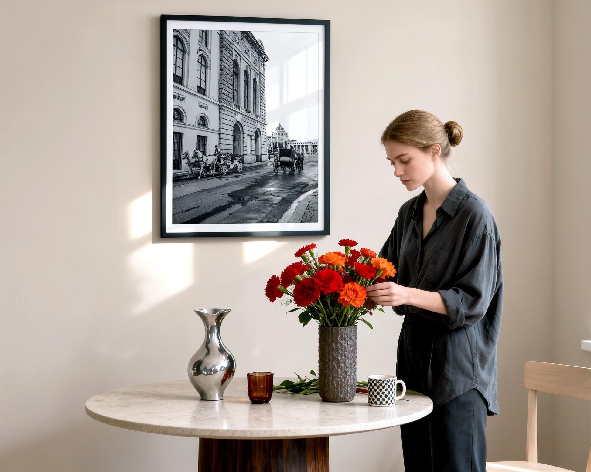 Vienna Horse Carriage Print – Black and White Wall Art | Historic Hofburg Palace Photo - Hasan Akbas Fine Art