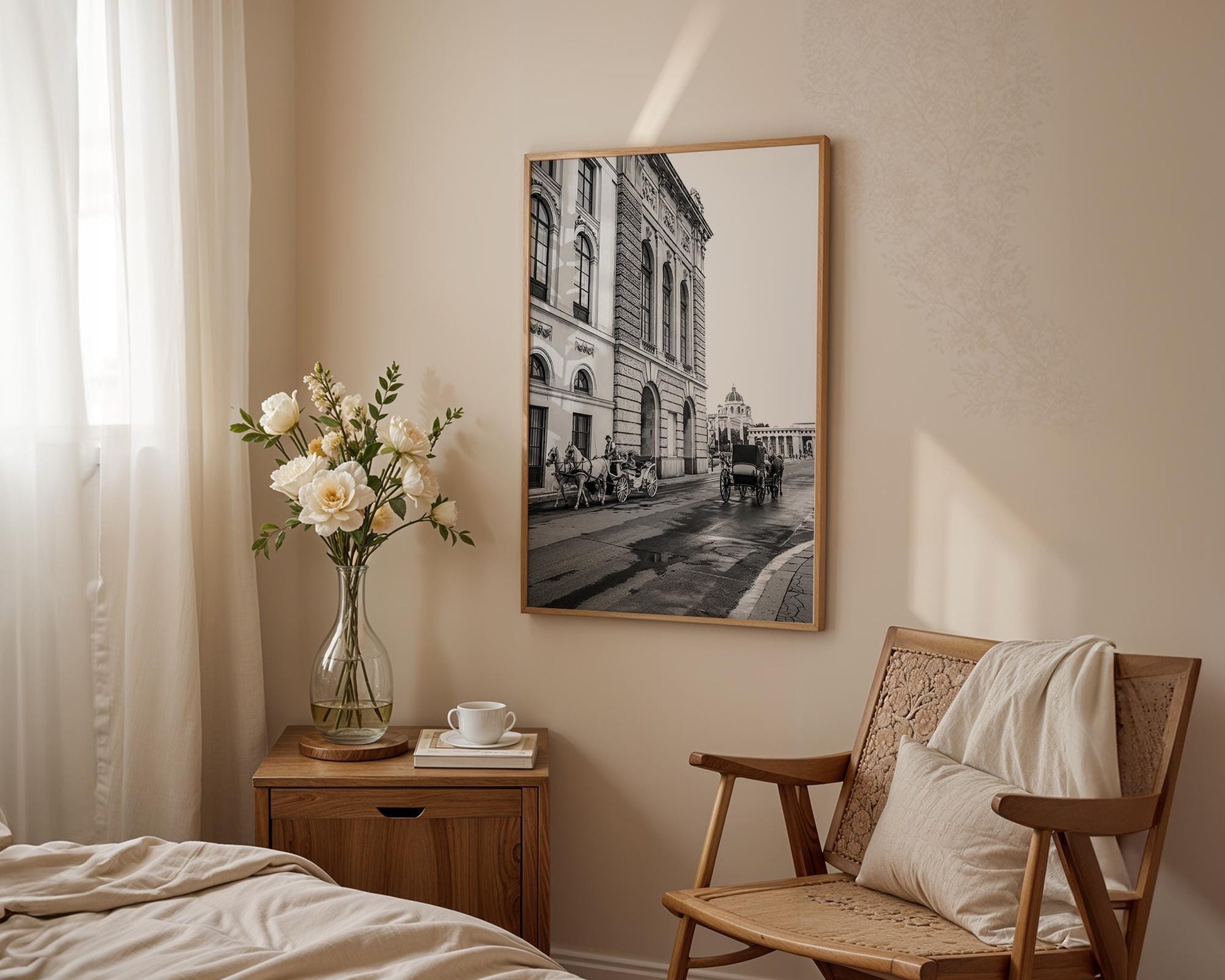 Vienna Horse Carriage Print – Black and White Wall Art | Historic Hofburg Palace Photo - Hasan Akbas Fine Art