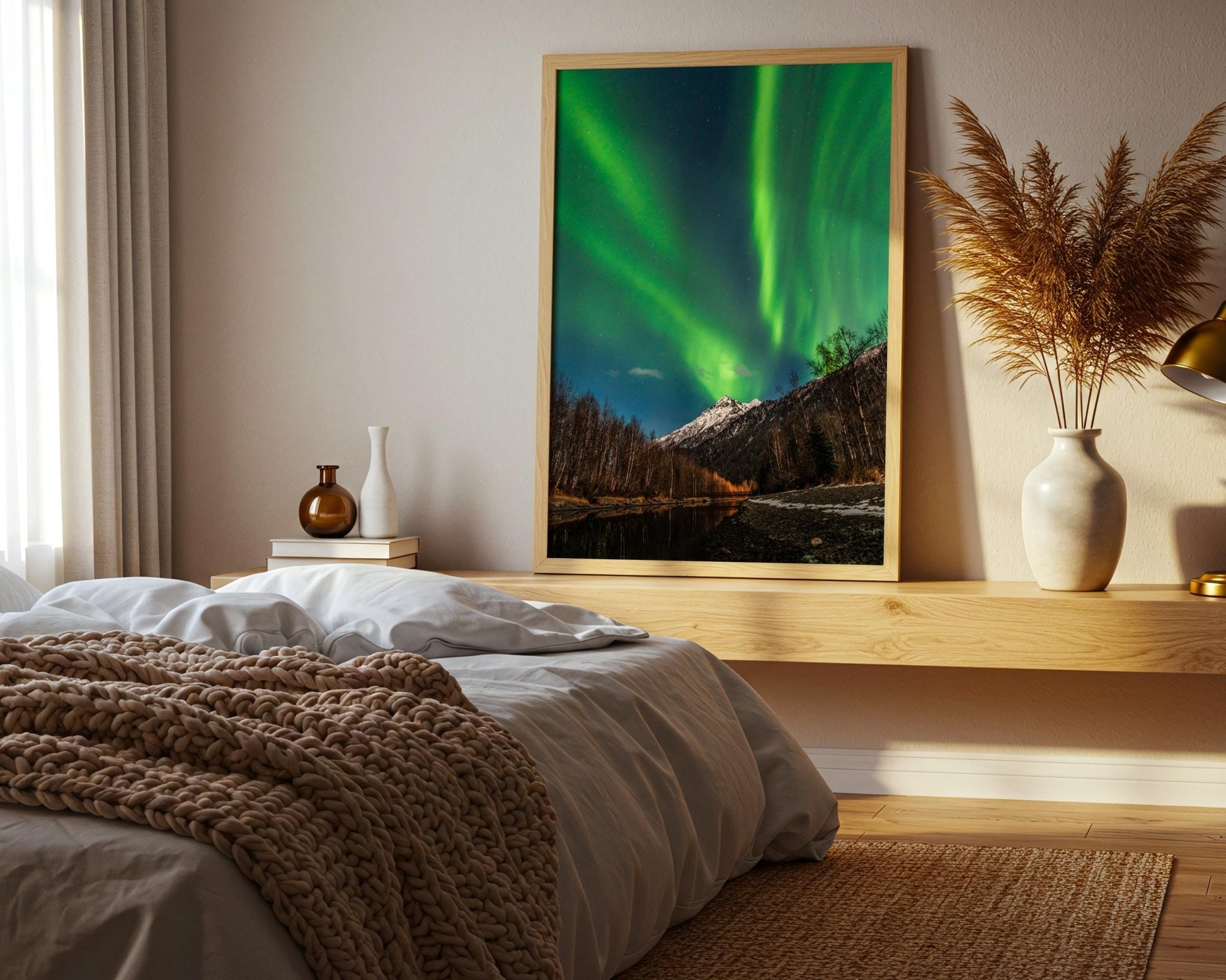 Alaska USA Aurora Borealis Wall Art Print, Northern Lights Photo, Winter Night Sky Home Decor - Hasan Akbas Fine Art