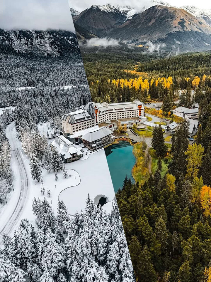 Alyeska Resort — Alaska's most iconic hotel in winter, drone view